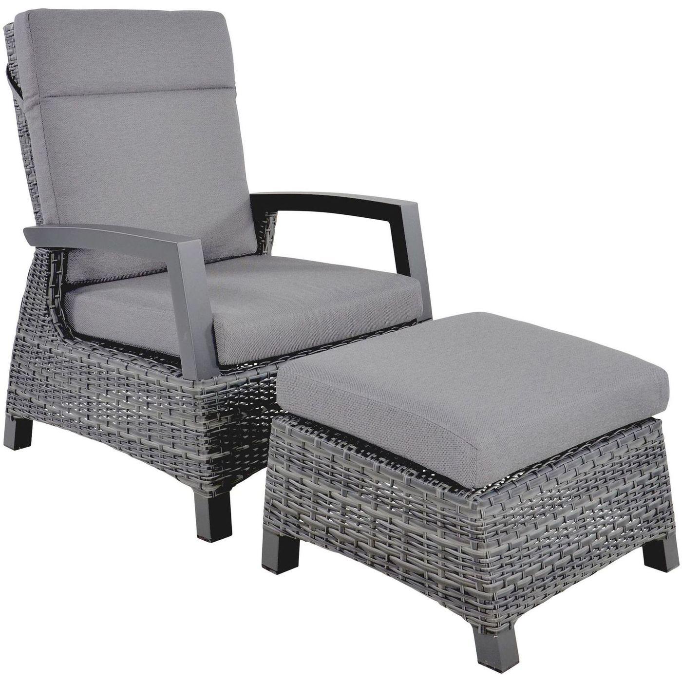 Poly Rattan Gartensessel Parma anthrazit (verstellbar)