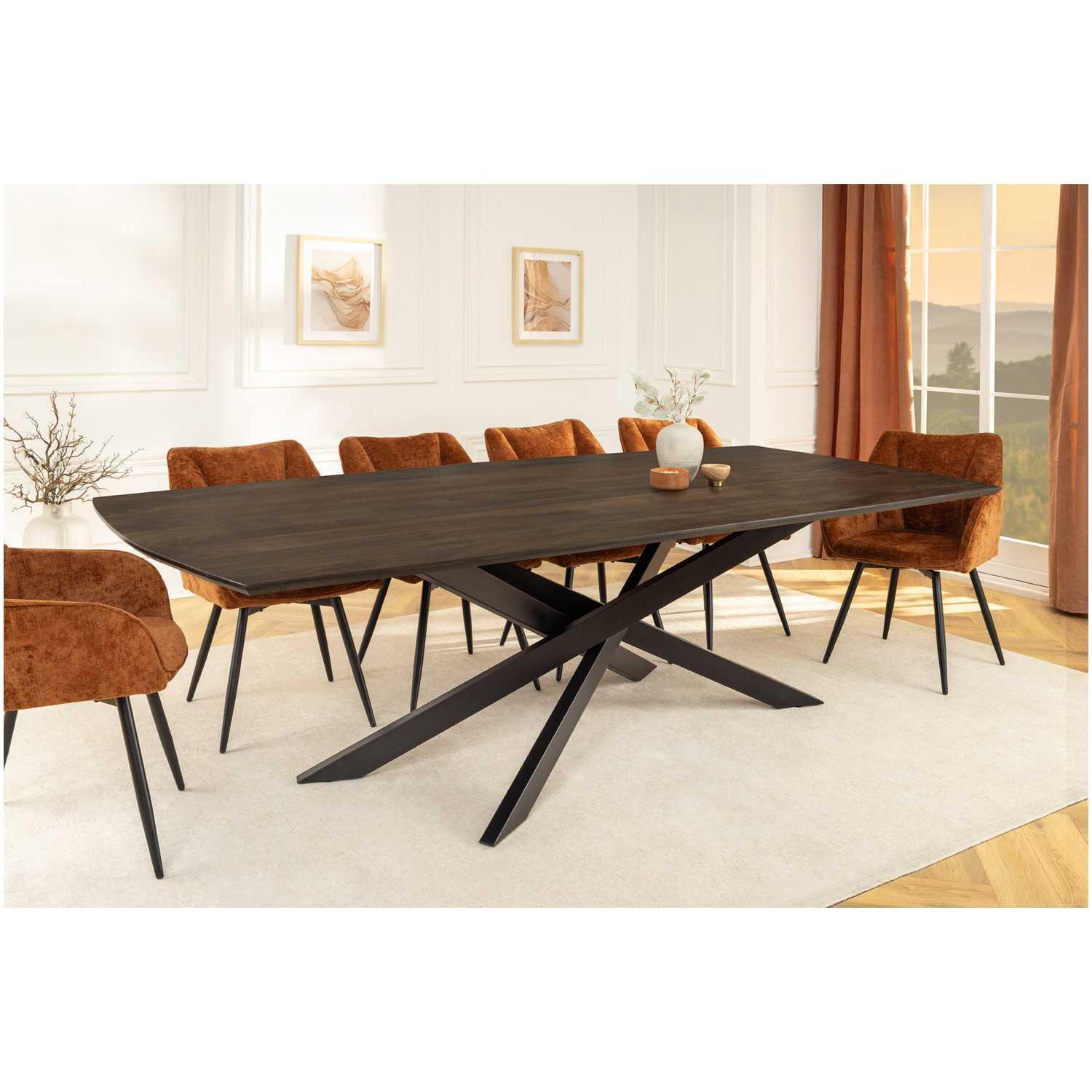 Esstisch abgerundet Canyon Spider Mangoholz massiv braun 220x100