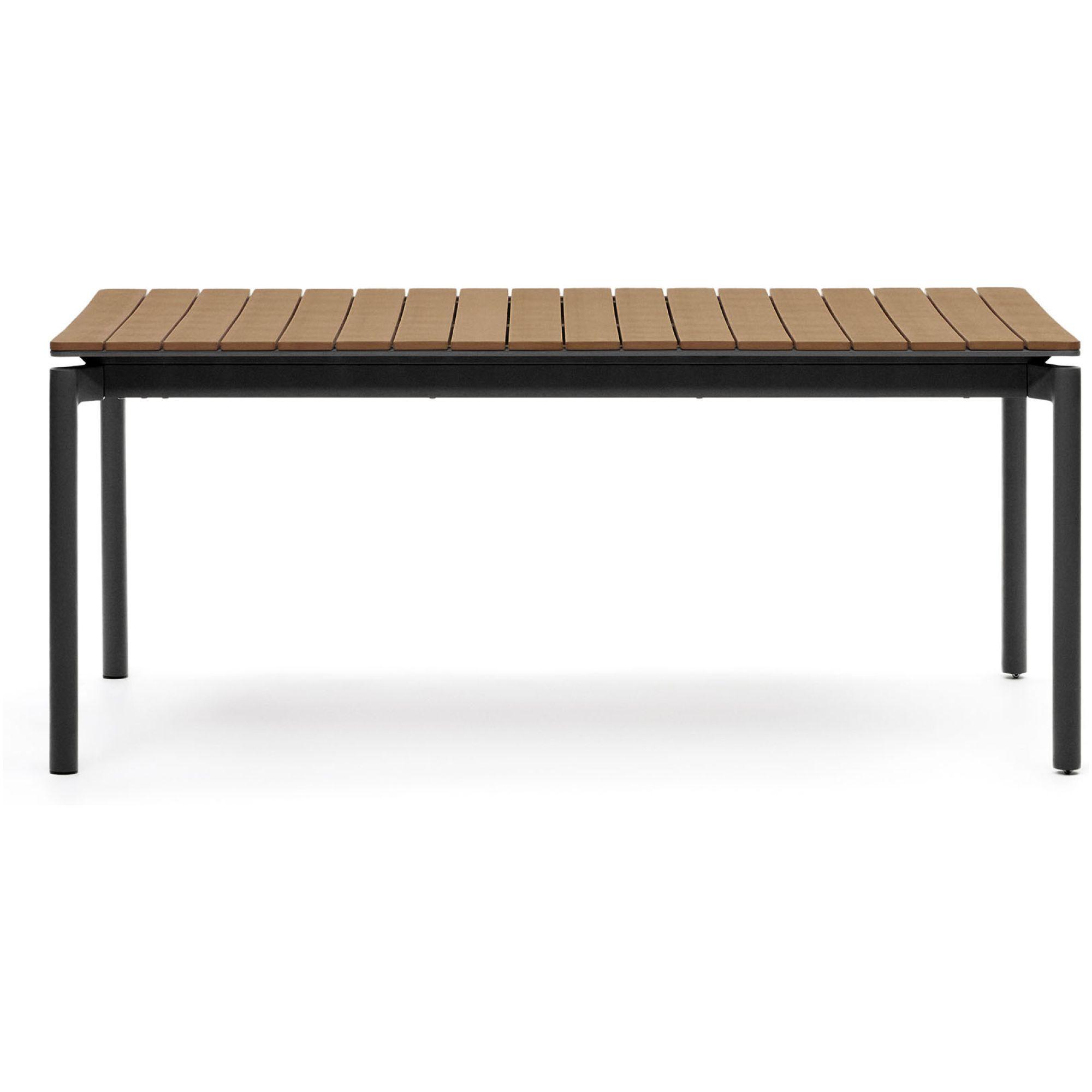 Canyelles Gartenausziehtisch aus Poly-Holz und mattschwarzem Aluminium 180-240x100