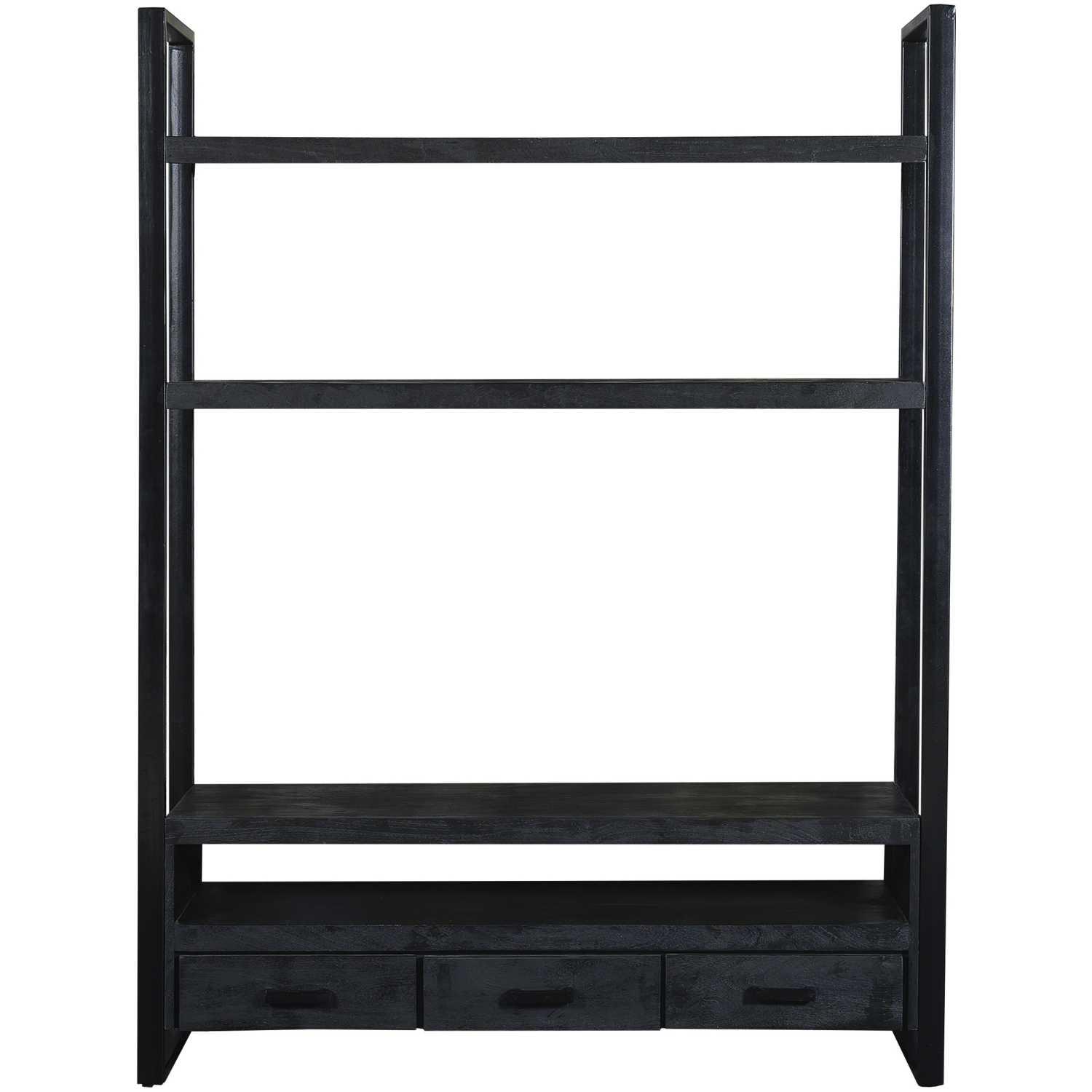 TV Möbel Standregal mit Schubladen Chuck Mangoholz vintage schwarz 150x200