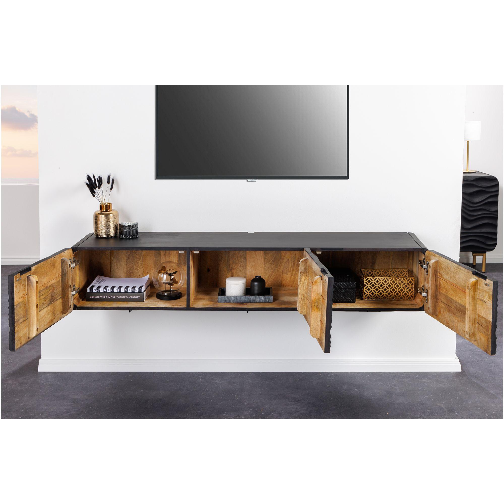 TV Wandmöbel hängend Wave Mangoholz schwarz 160