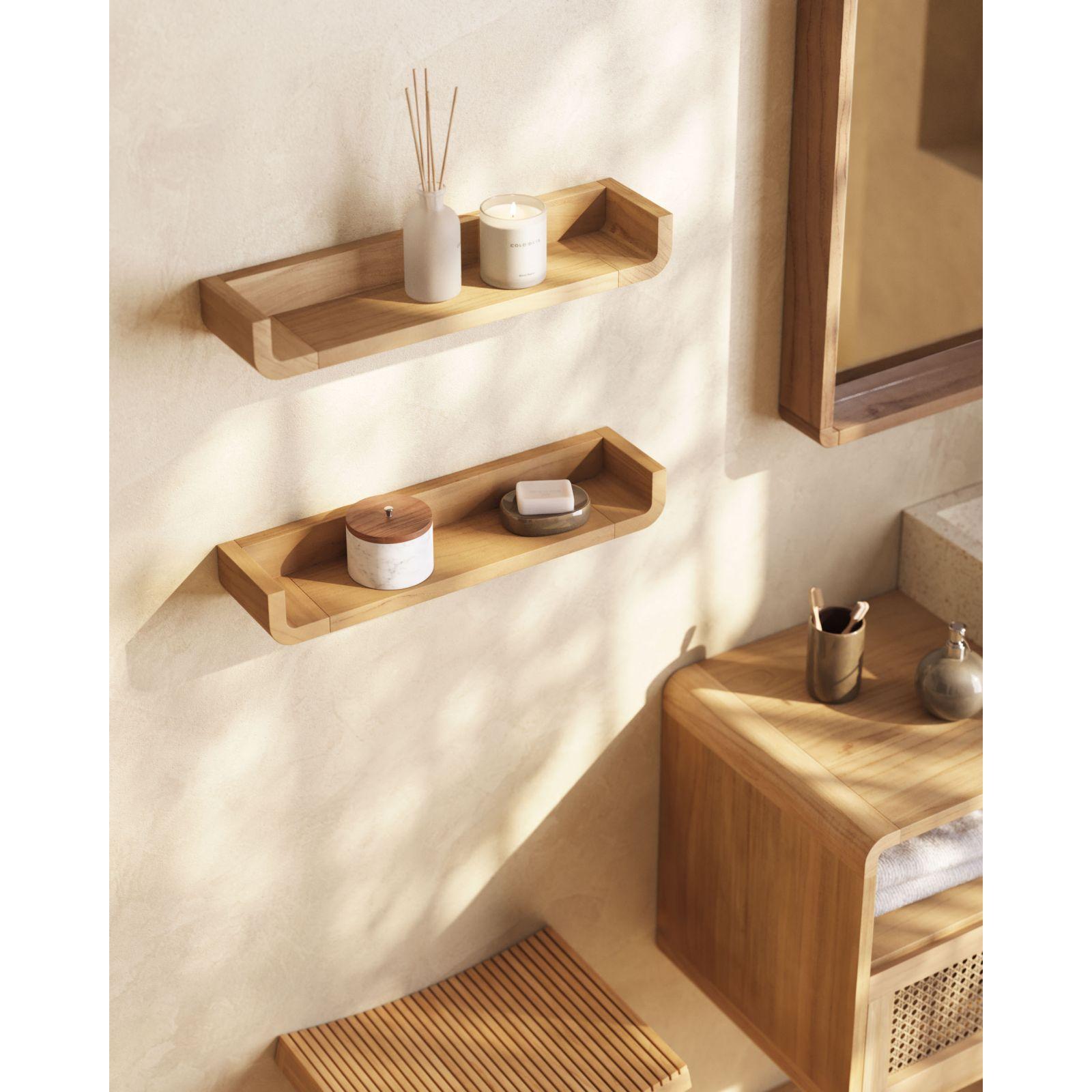 Shamel Set aus 2 Regalen aus massivem Teakholz 50 x 5 cm