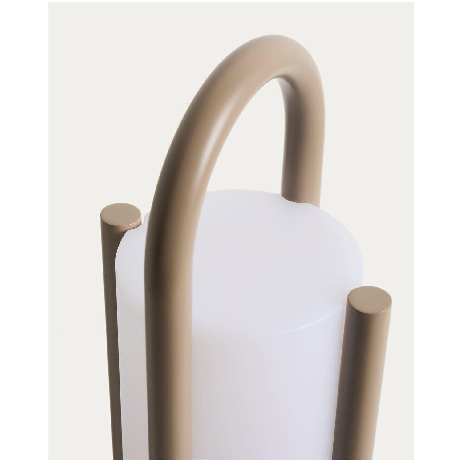 Grosse tragbare Tischlampe Leros aus Polyethylen und taupefarbenem Stahl