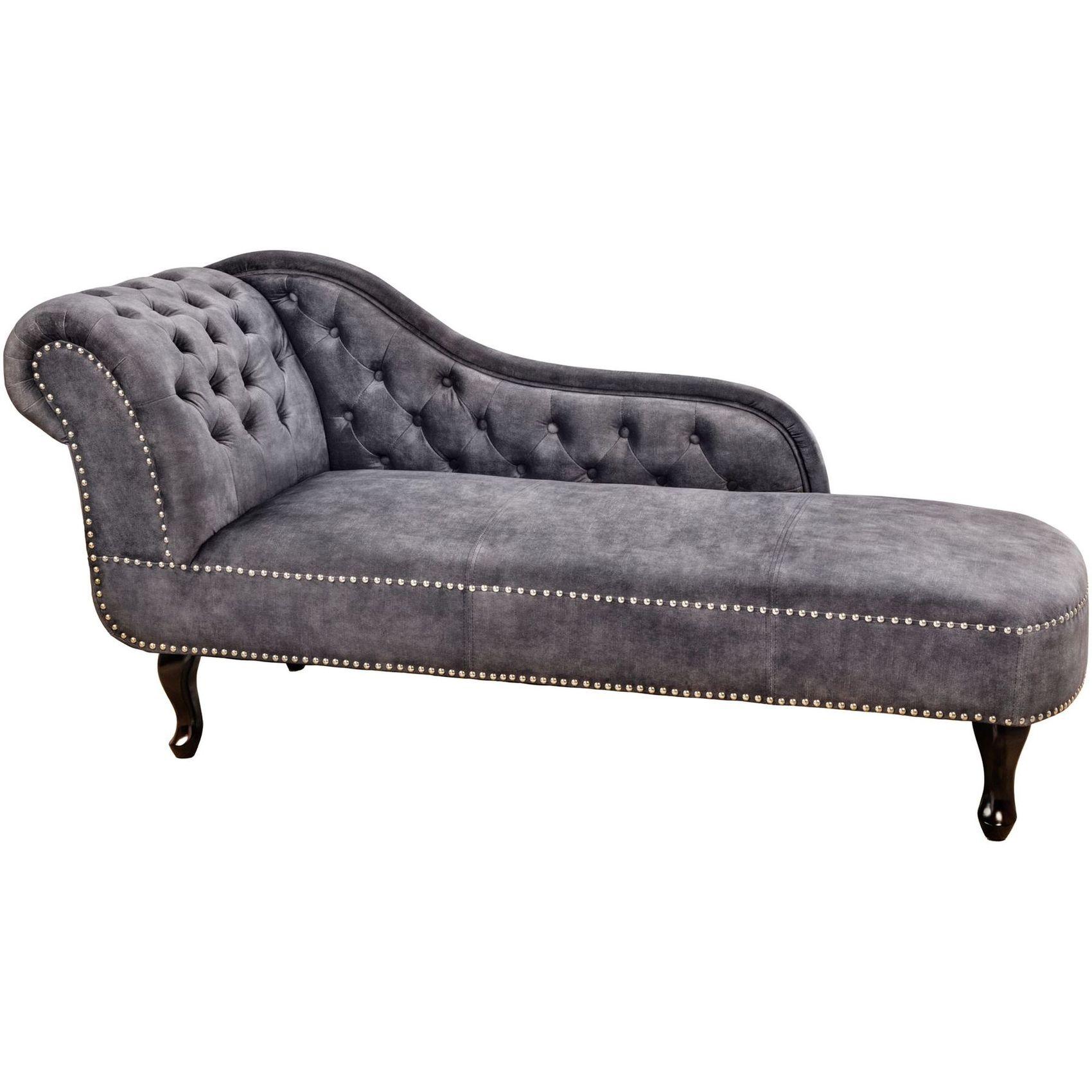 Chesterfield Recamiere Samt grau