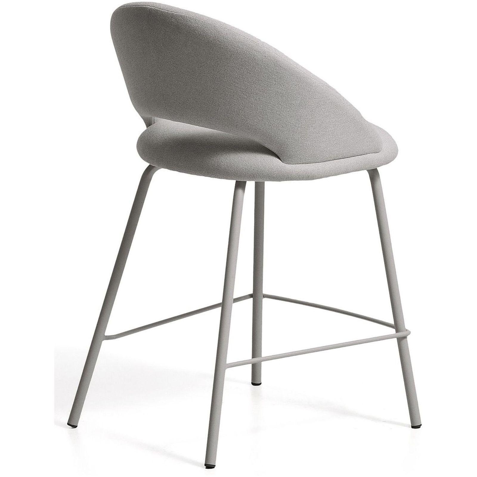 Barhocker Bonali mit grauer Chenille und Beinen aus grauem Metall FSC Mix Credit 65 cm