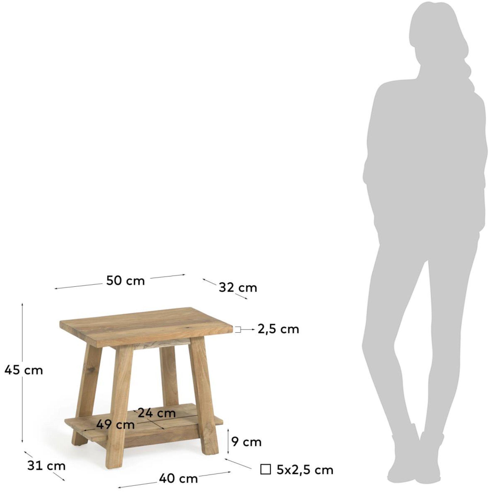 Holzhocker Fajat Safara aus massivem recyceltem Teakholz