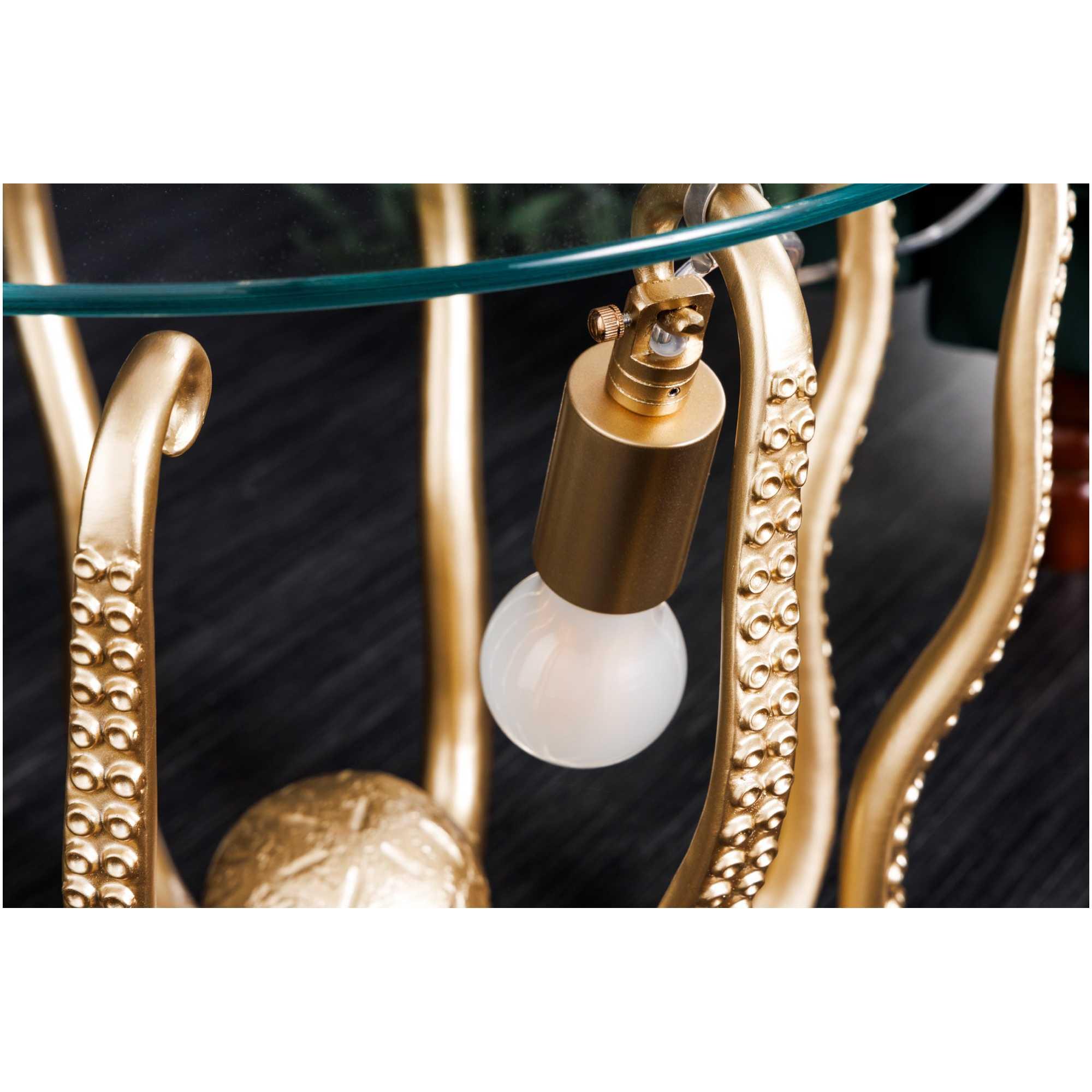 Beistelltisch mit Lampe Oktopus Metall gold Glas
