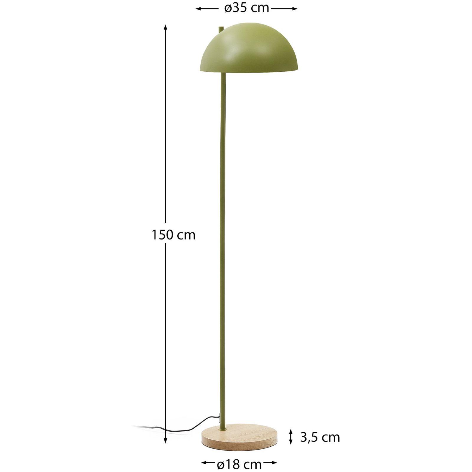 Catlar Stehlampe aus Eschenholz und Metall mit grünem Lackfinish
