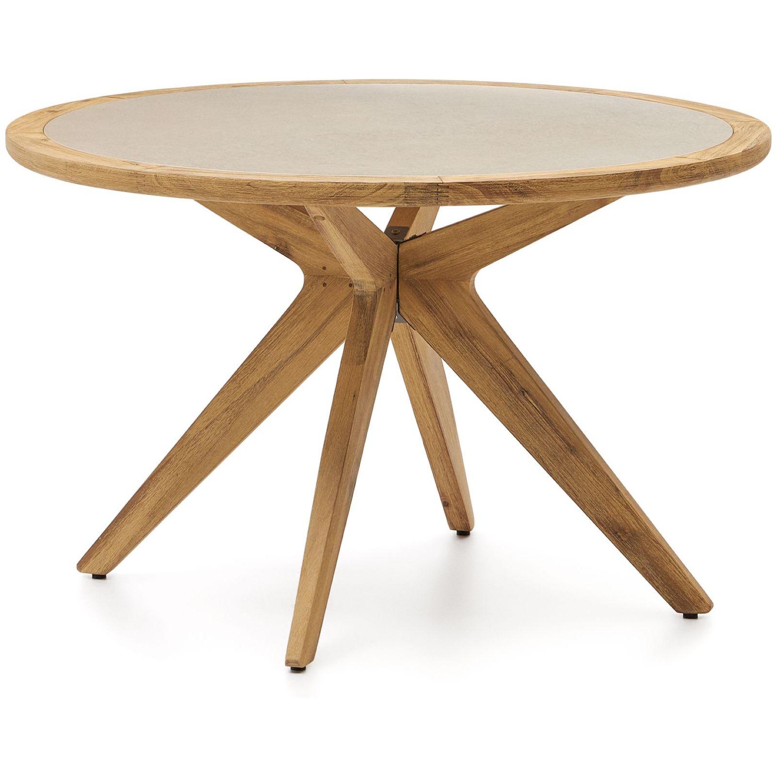 Esstisch Massivholz rund Julieta Akazienholz natur Polyzement beige 120x120 FSC
