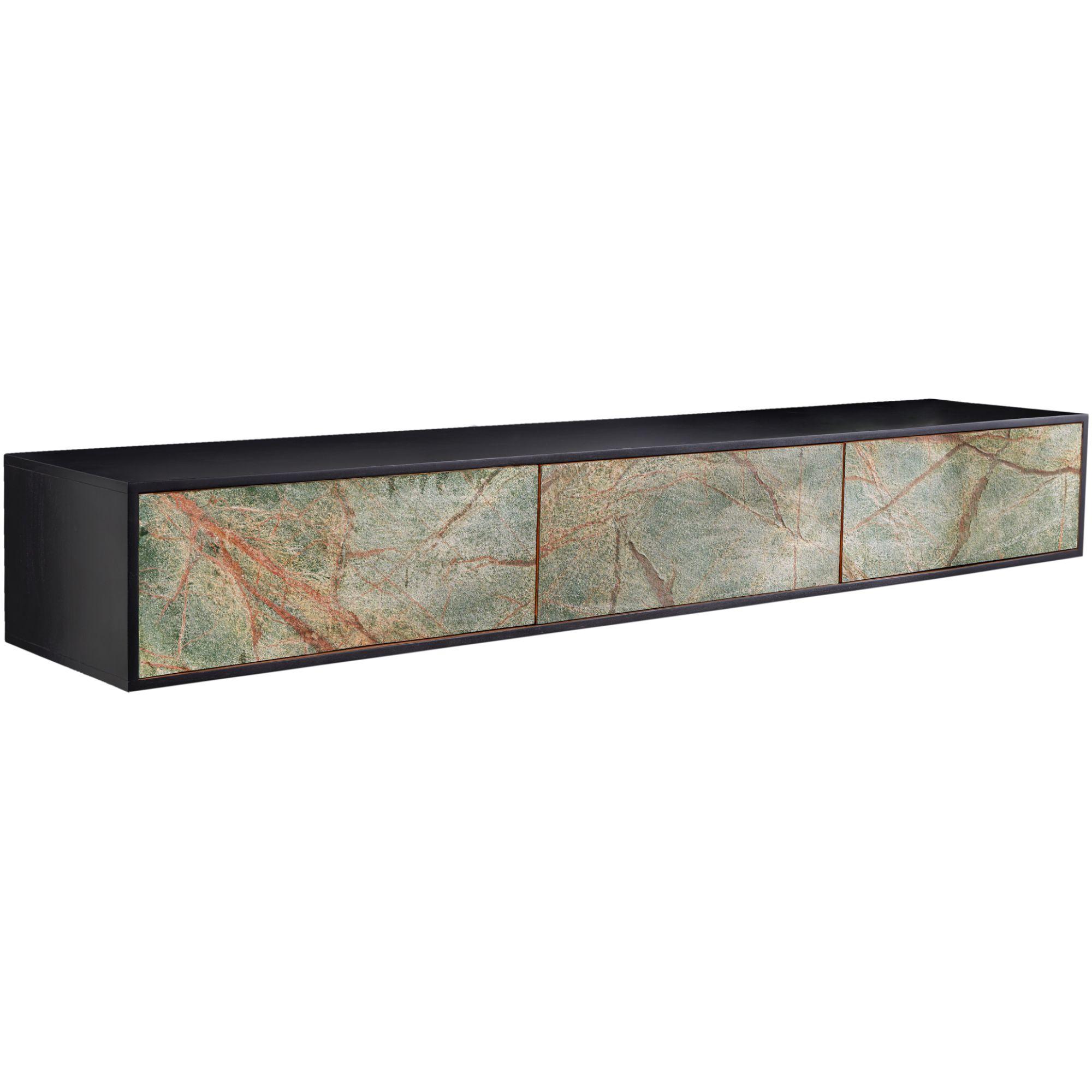 TV Möbel Wandboard Stone Natursteinfurnier Akazienholz 200