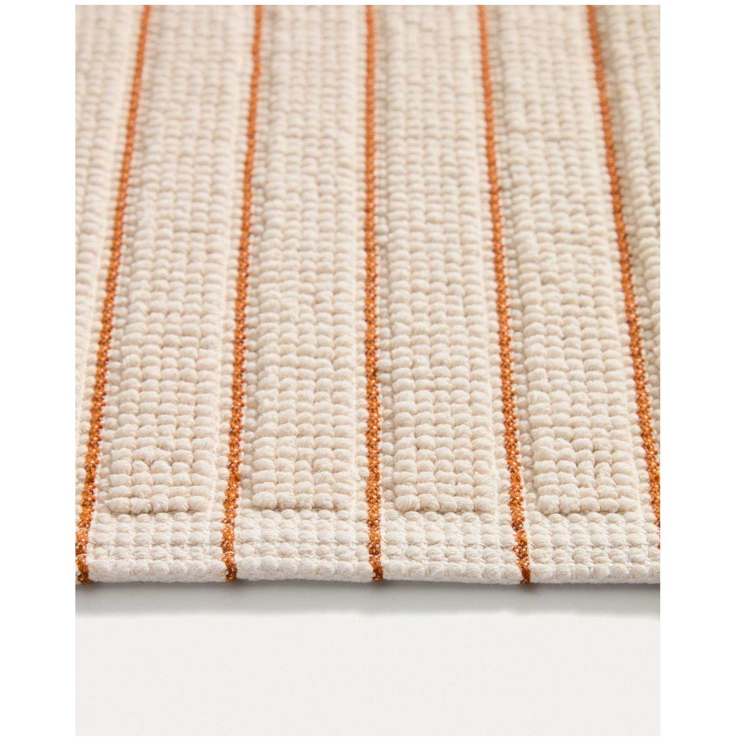 Badezimmermatte Merade aus Baumwolle mit orangefarbenen Streifen 50 x 80 cm