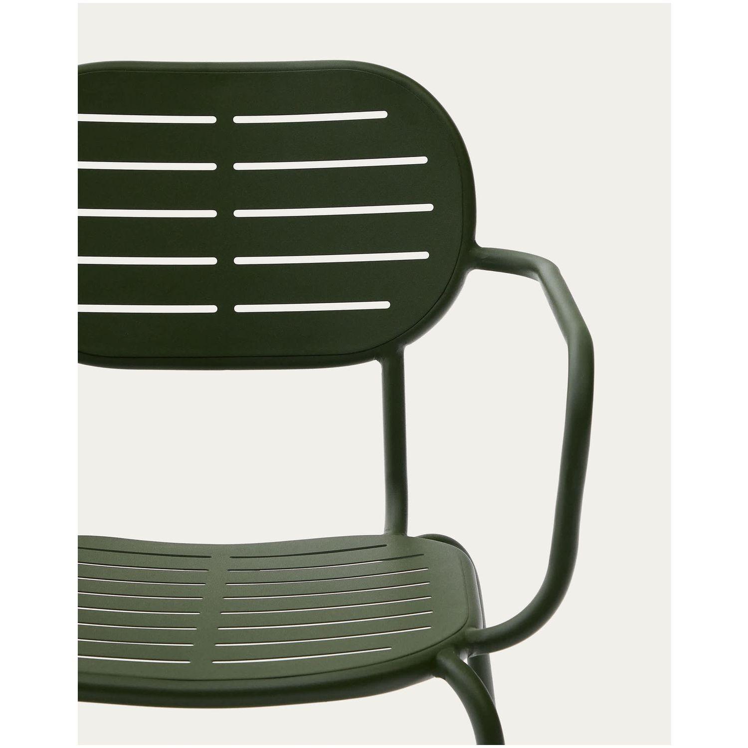 Set Brai mit Tisch und 4 Stapelstühlen aus verzinktem grünem Stahl 180 x 90 cm