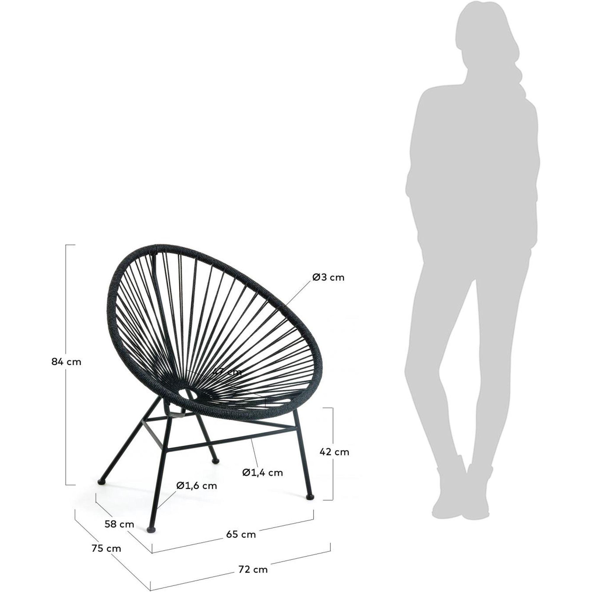 Gartensessel Acapulco Kordel Seil schwarz