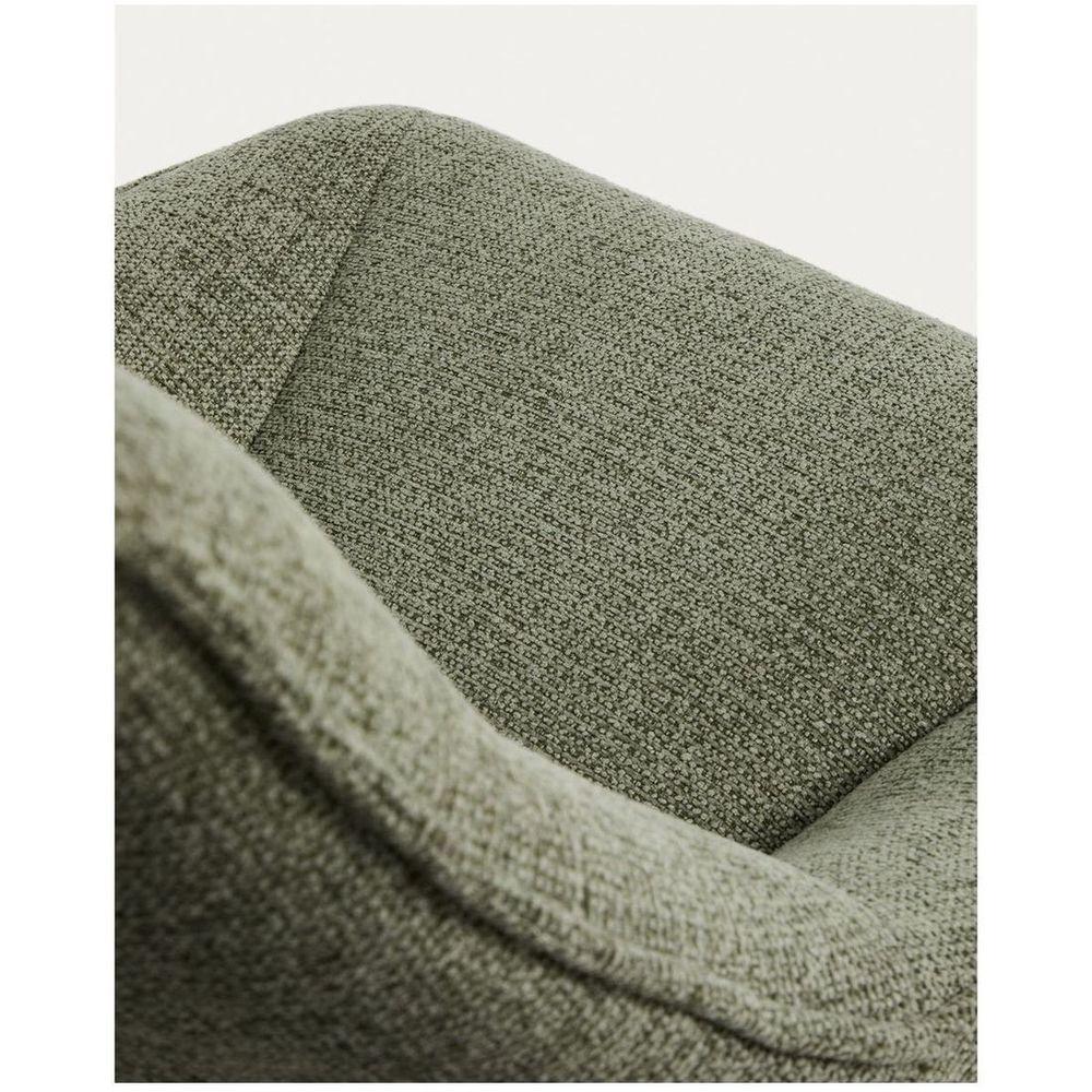 Drehsessel Dirala mit grüner Chenille und schwarz lackiertem Stahl FSC 100 %