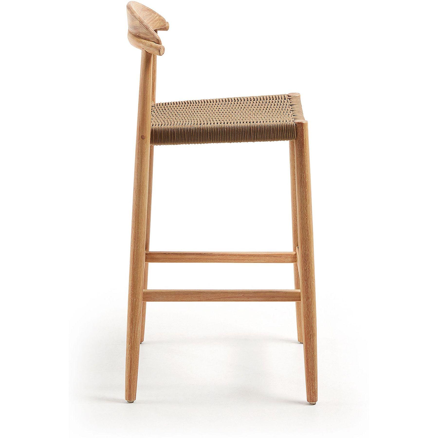 Barhocker aus Holz Nina Akazie Natur Seil beige Sitzhöhe 76cm