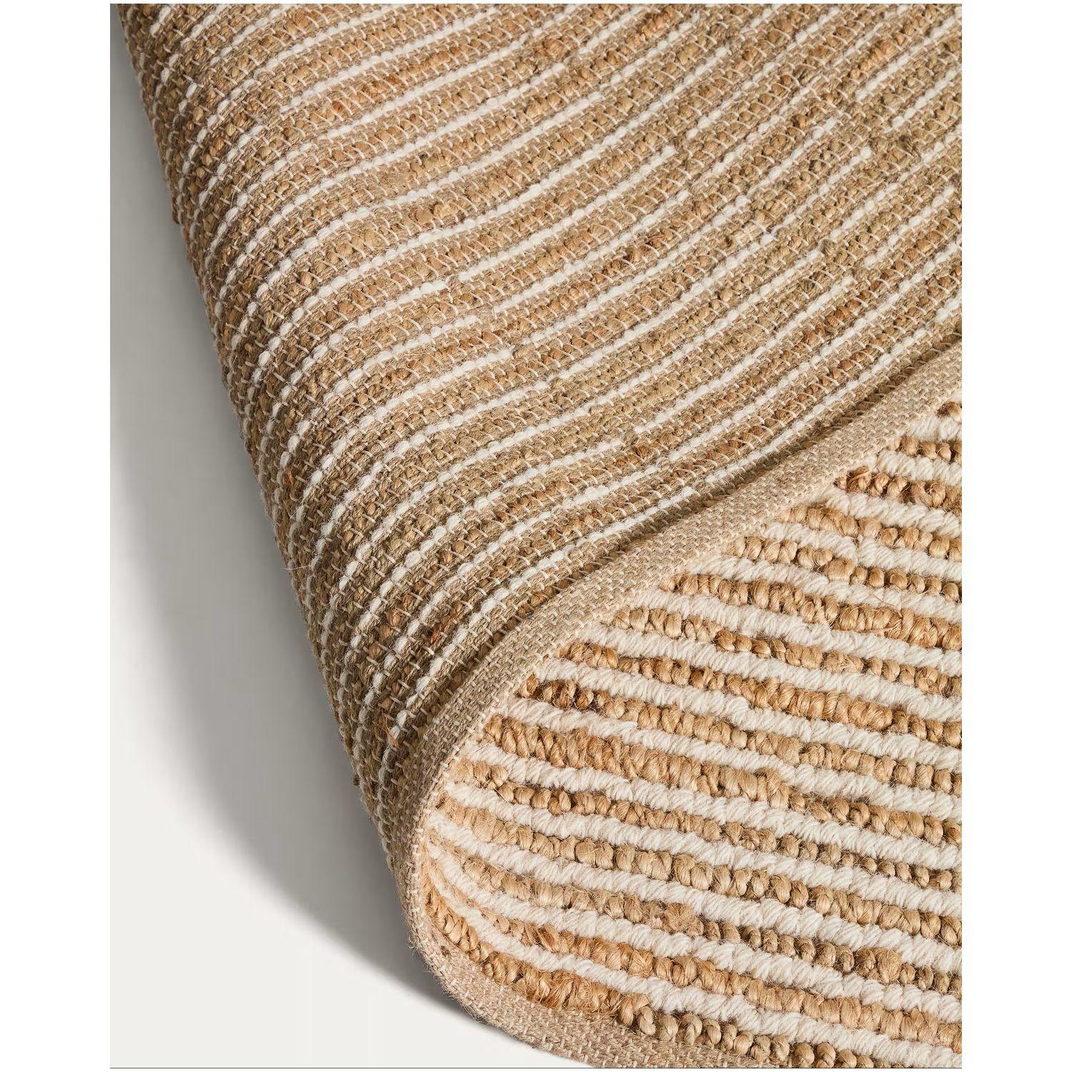 Teppich Derule aus Jute und Wolle in Beige 200x300