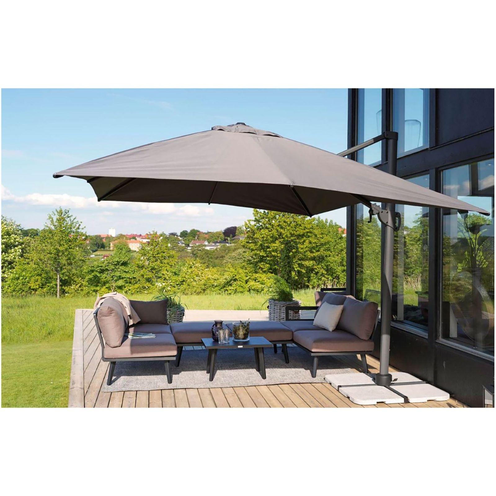Freiarm Sonnenschirm Vario 360 Grad drehbar anthrazit schwarz 375x375