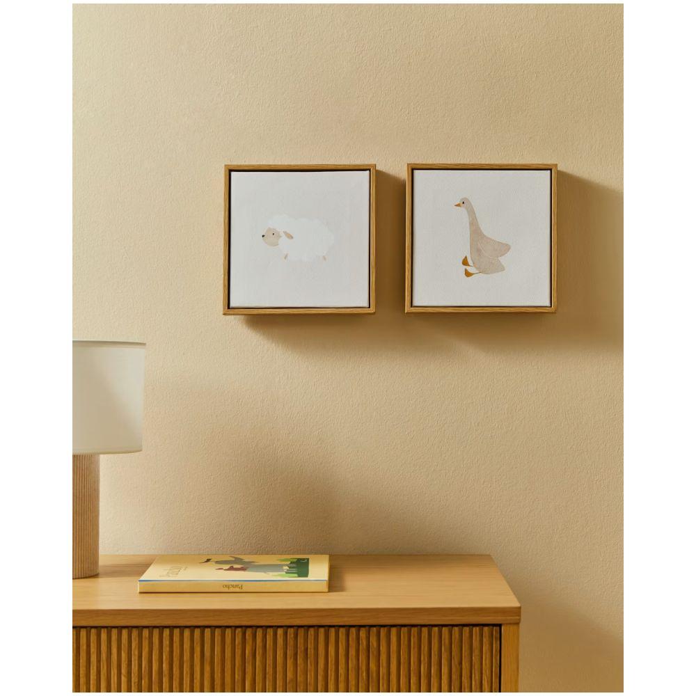 Bild Milu mit Gans beige und weiss 20x20