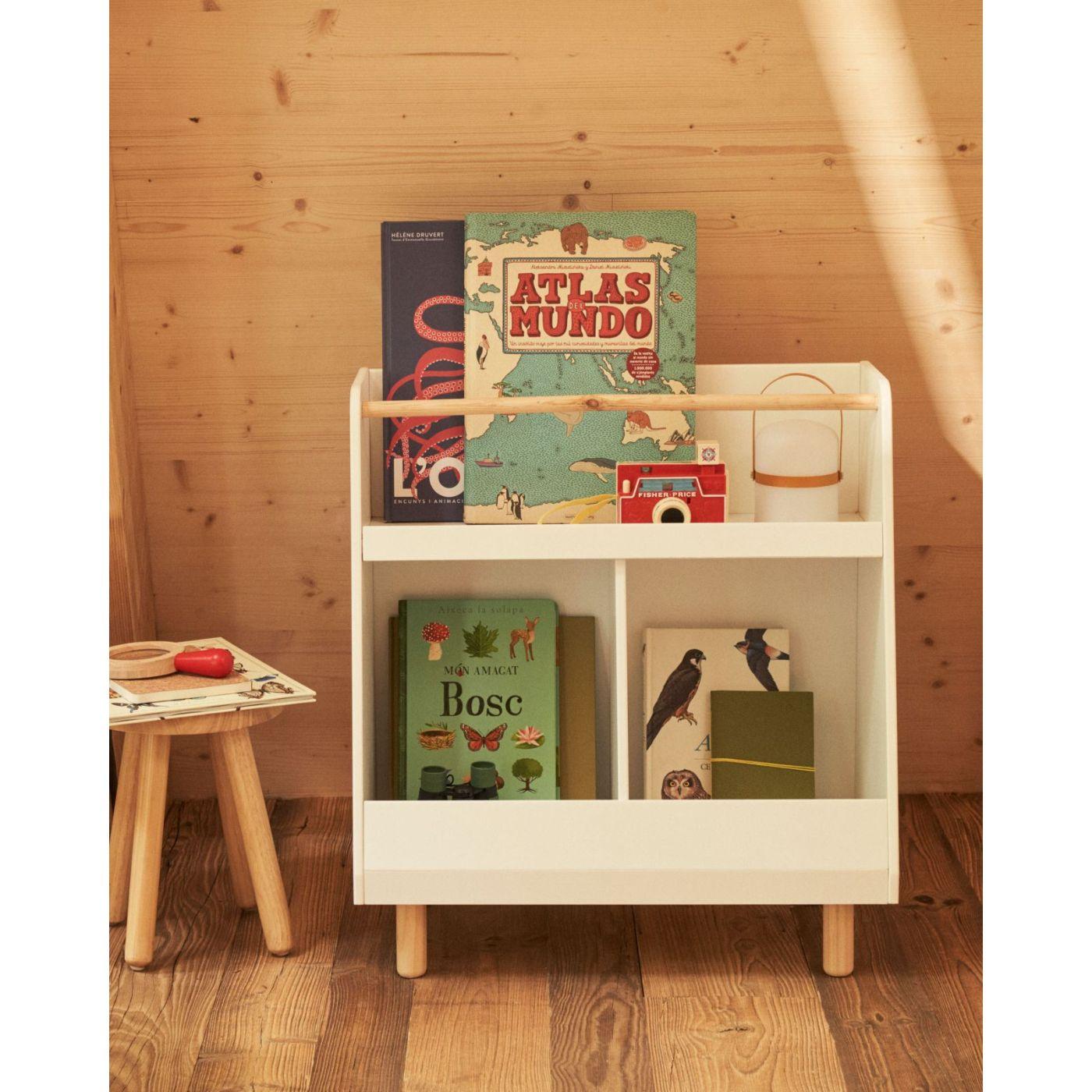 Bücherregal Kinderzimmer Serwa MDF weiss Kiefernholz massiv Natur FSC MIX