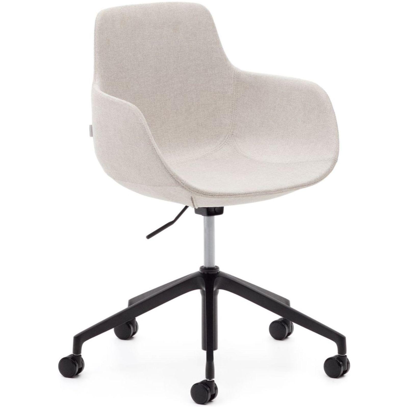 Bürodrehstuhl Tissiana Stoff beige Aluminium schwarz matt