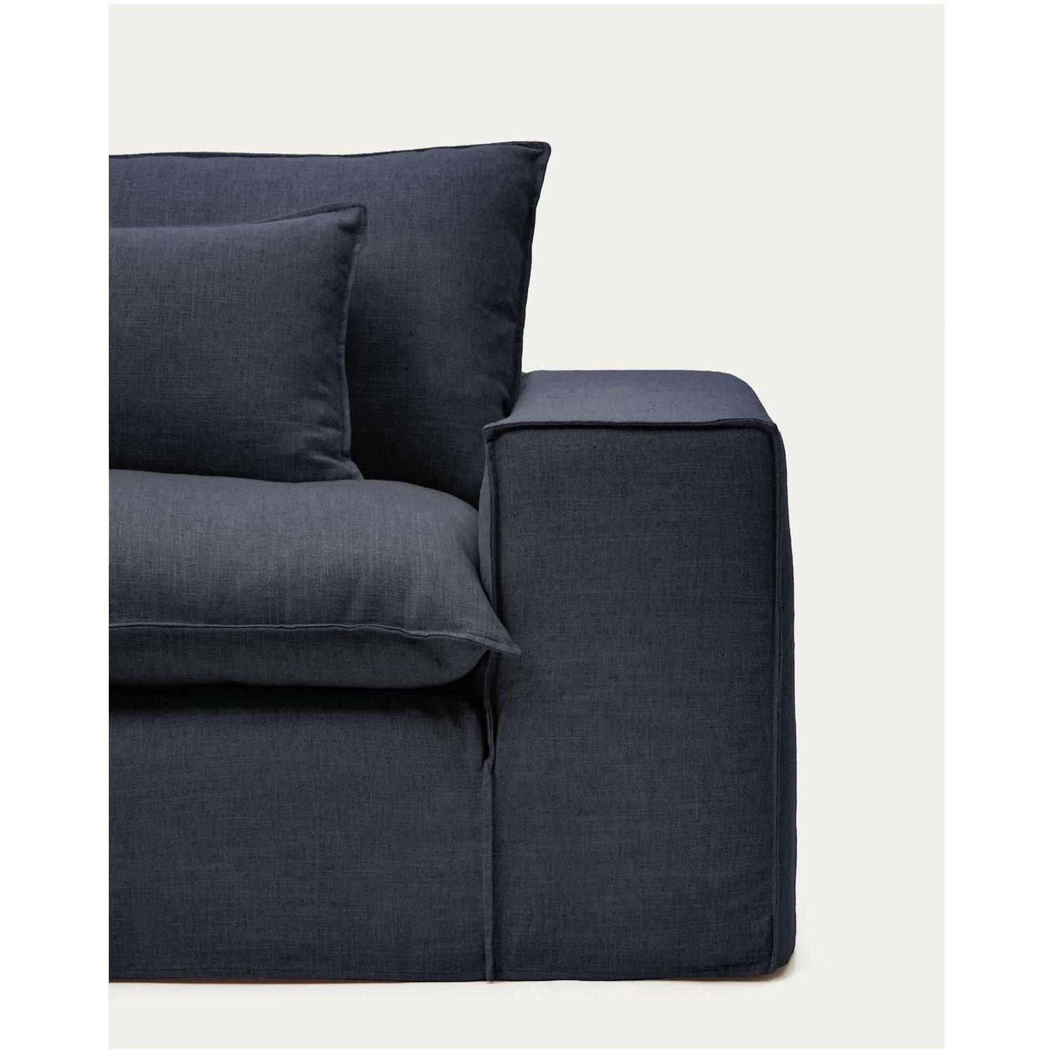 2-Sitzer-Sofa Anarela mit abnehmbarem Bezug aus Leinen und Viskose in Dunkelgrau 240 cm