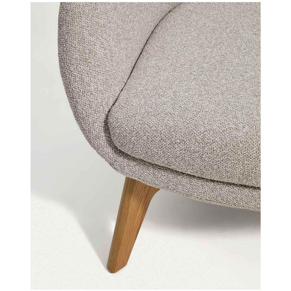 Ohrensessel Adiran dicker Chenille Beige Beinen Eichenholz massiv natur