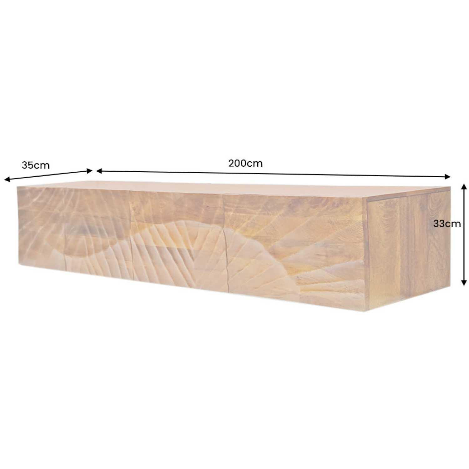 TV Wandmöbel Hängeschrank Vintage Baraya 200 Mangoholz braun