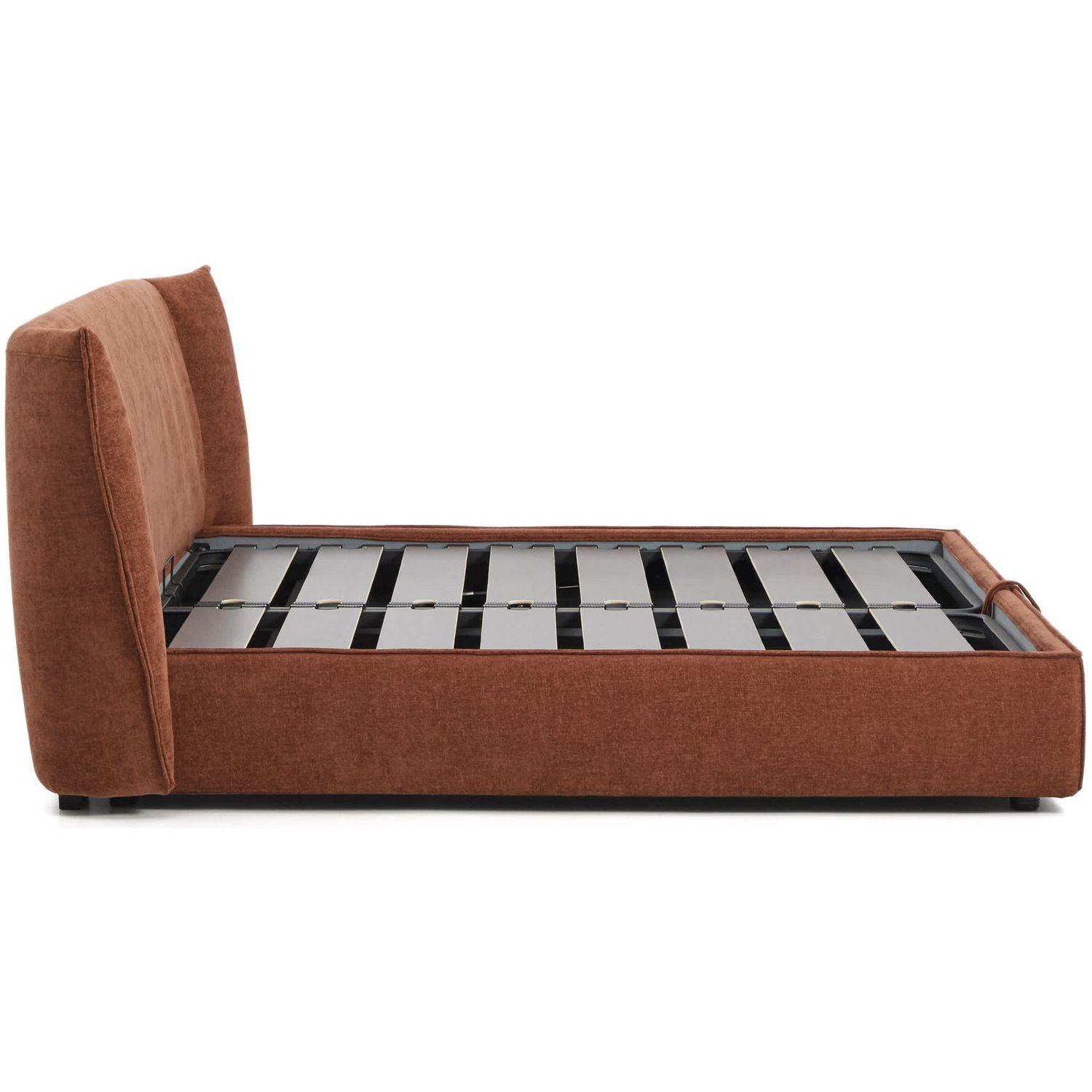 Abziehbares Polsterbett Arvian Chenille Stoff terrakotta mit Klappbettkasten - Grösse: 180x200