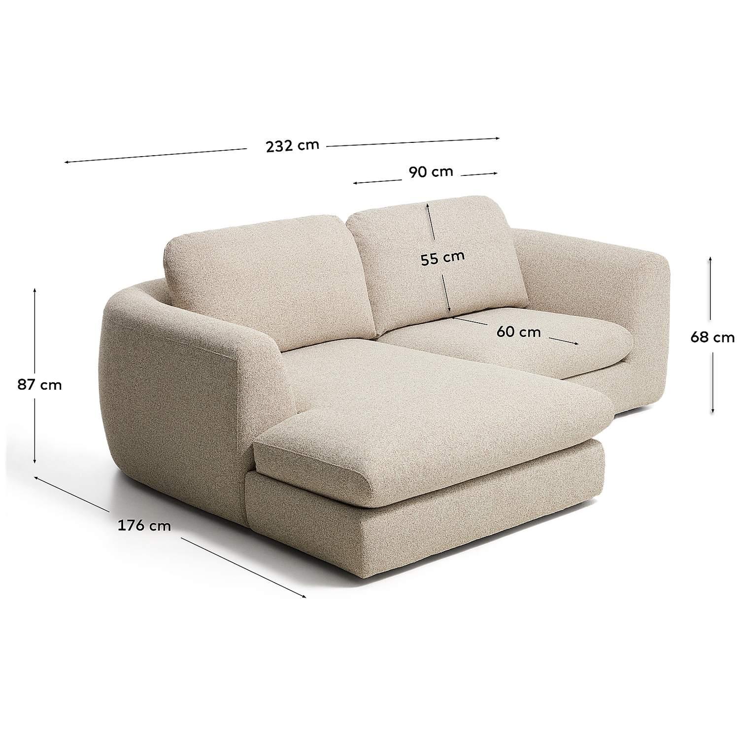 3-Sitzer Sofa Vera mit Chaiselongue links in Beige 232x176 FSC Mix Credit