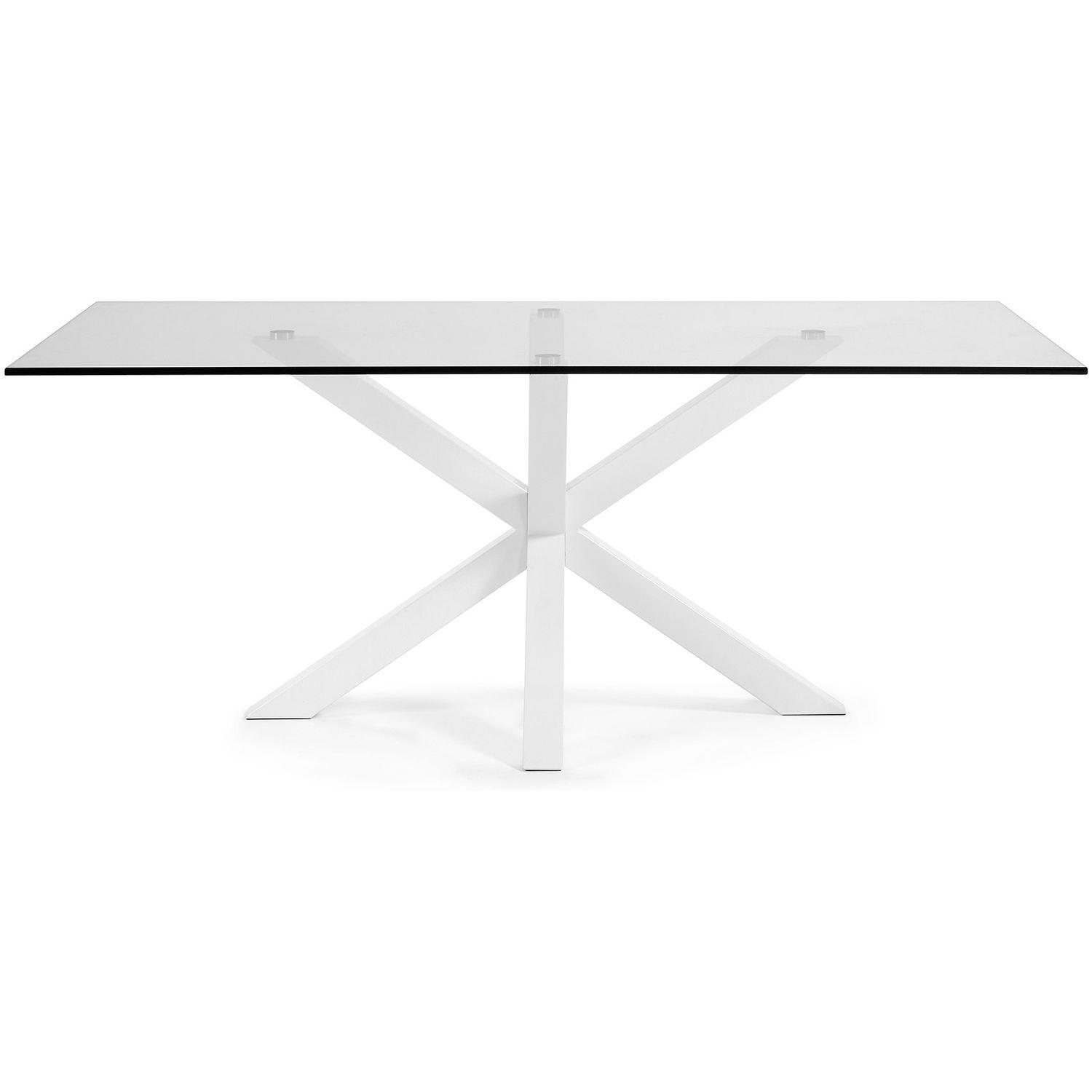 Argo Tisch aus Glas und Stahlbeine weiß 200 x 100 cm