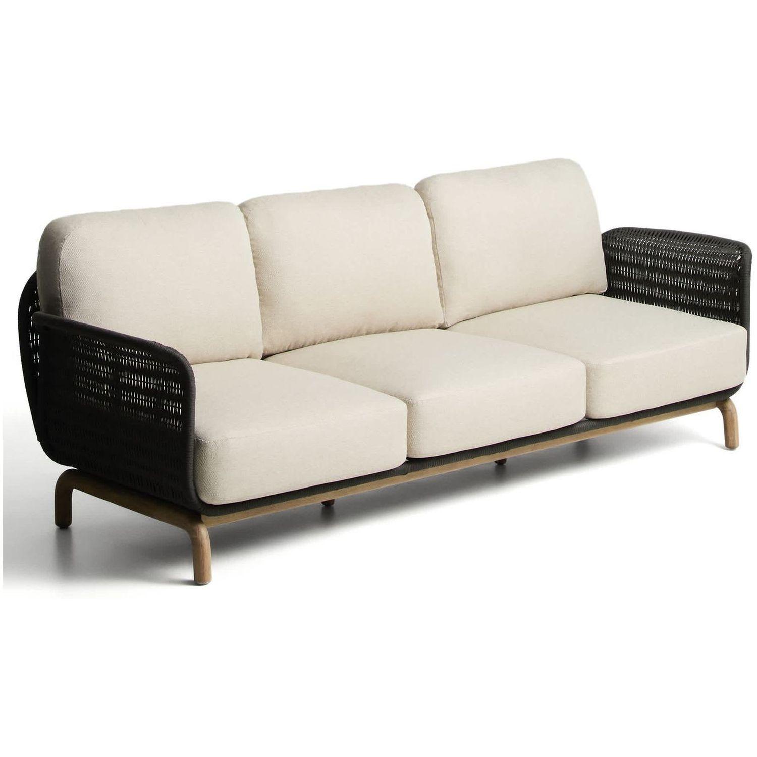 Gartensofa 3-Sitzer Alipa Akazienholz massiv Seil dunkelgrau 235