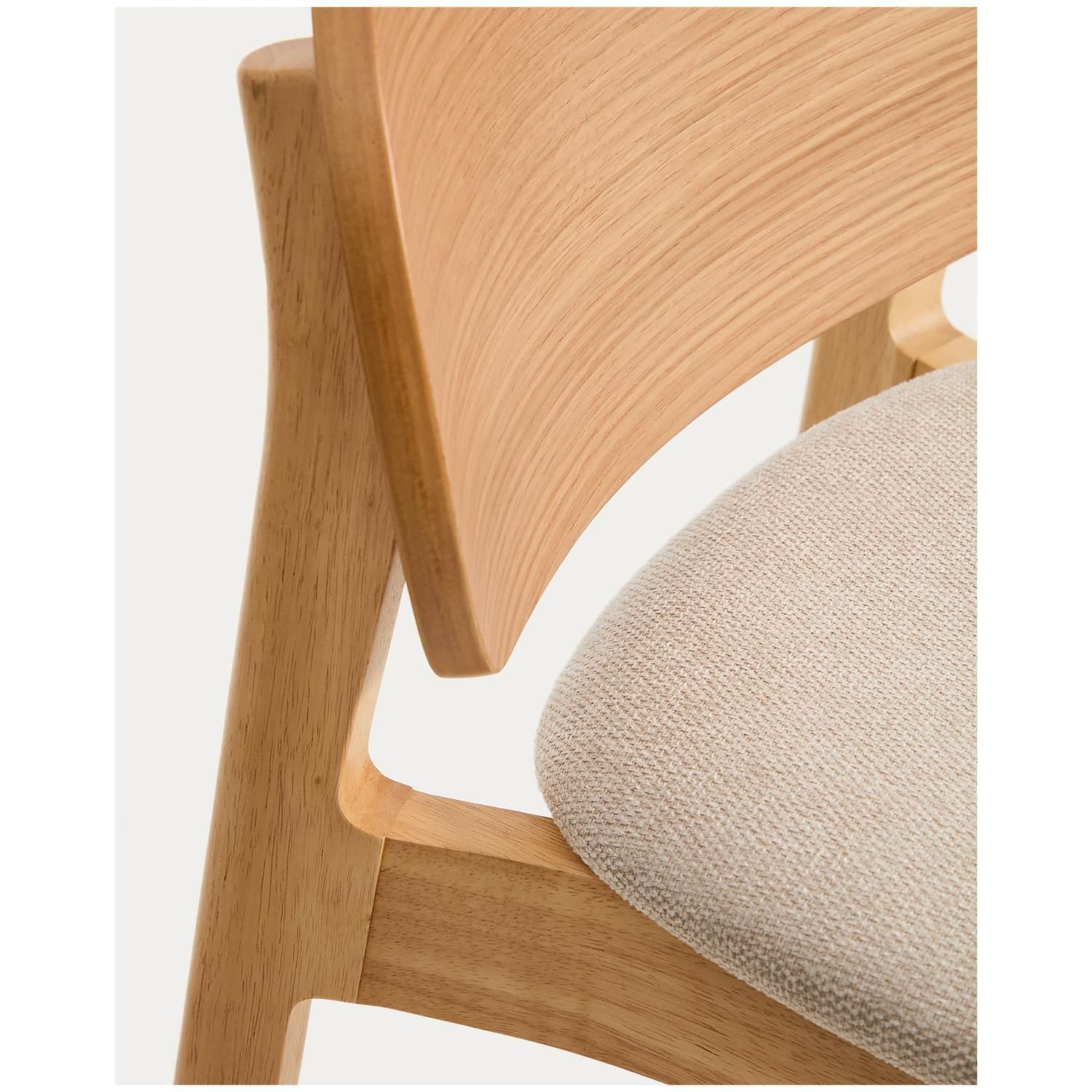 Barhocker Ludara aus Eichenfurnier mit beiger Chenille 65 cm
