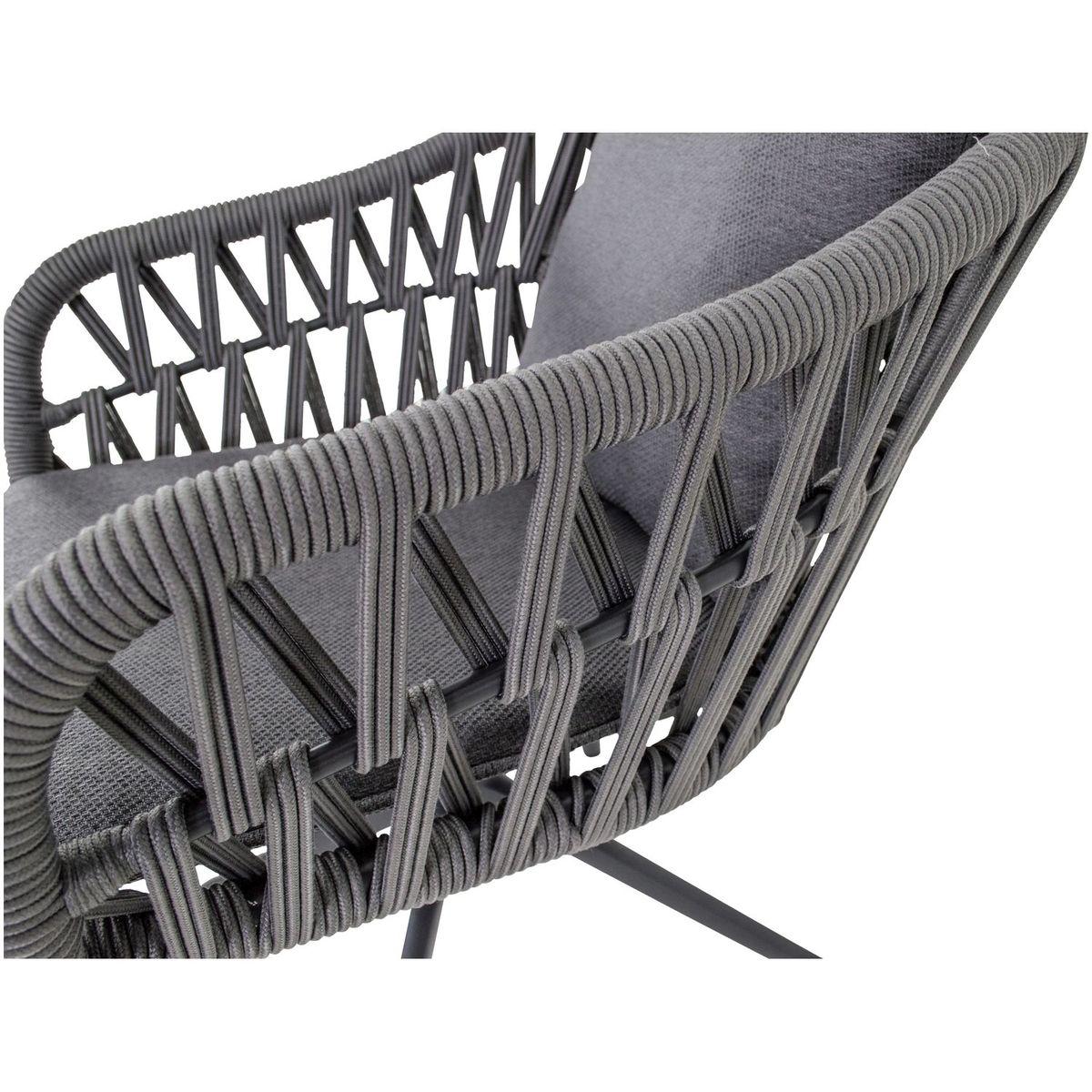 Garten Drehstuhl mit Armlehne Zaya Seil Aluminium anthrazit grau