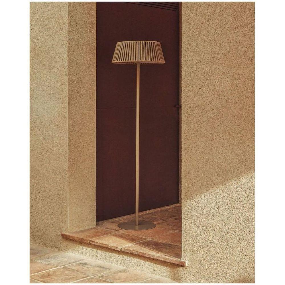 Outdoor-Solar-Stehlampe Aldet aus flachem Seil mit beigem Metallfuss 46x46