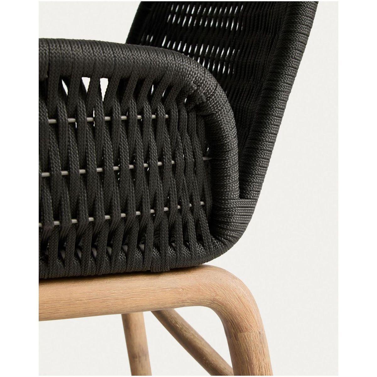 Garten Armlehnstuhl Alipa Akazienholz massiv Seil dunkelgrau FSC 100%