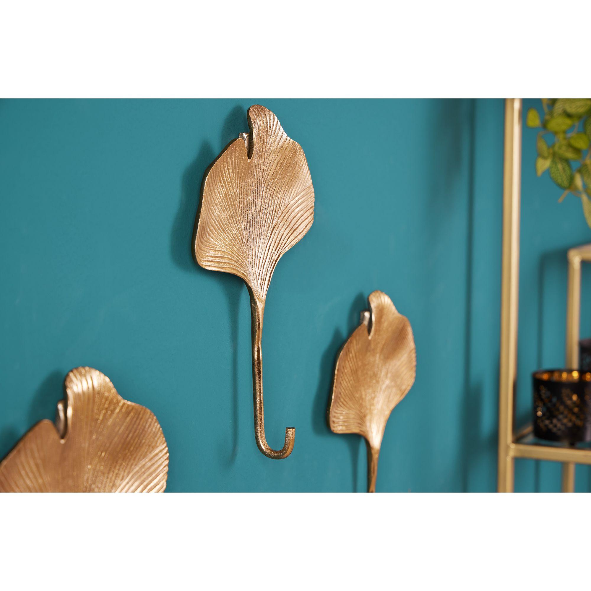 Kleiderhaken Ginkgo Metall gold (3er-Set)