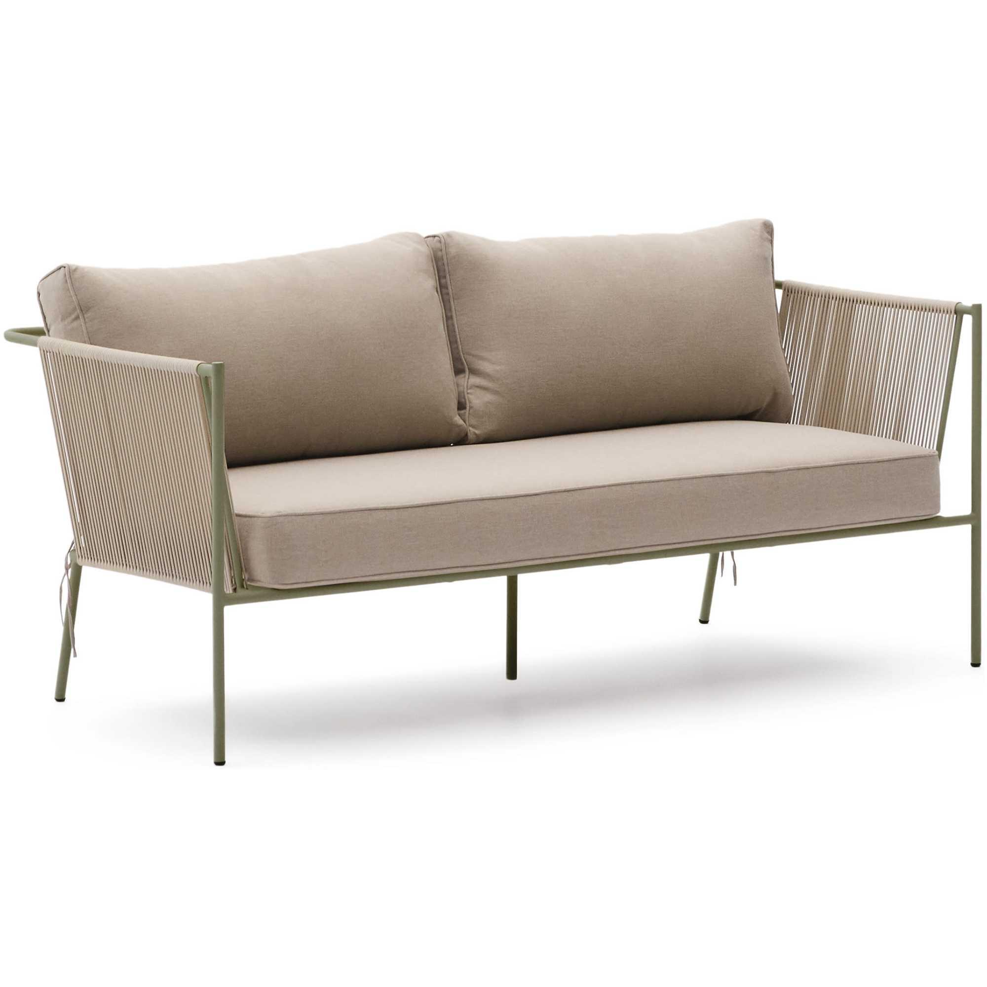 Gartensofa 2-Sitzer-Outdoor Zivia Seil ecru verzinkter Stahl grün 177.5