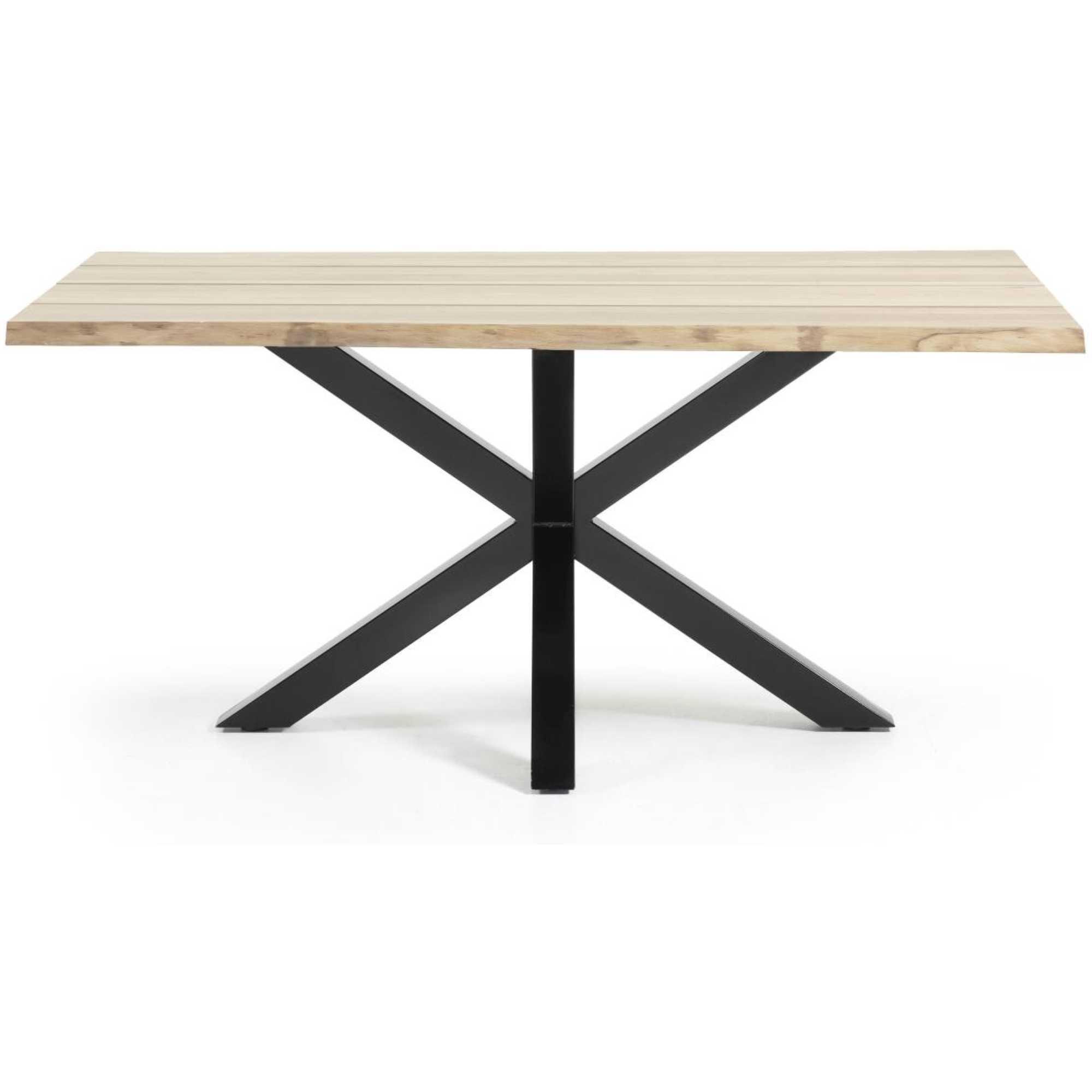 Argo Tisch Eichenfurnier m. gebleichtem Finish Stahlbeine m. schwarzem Finish 160x90