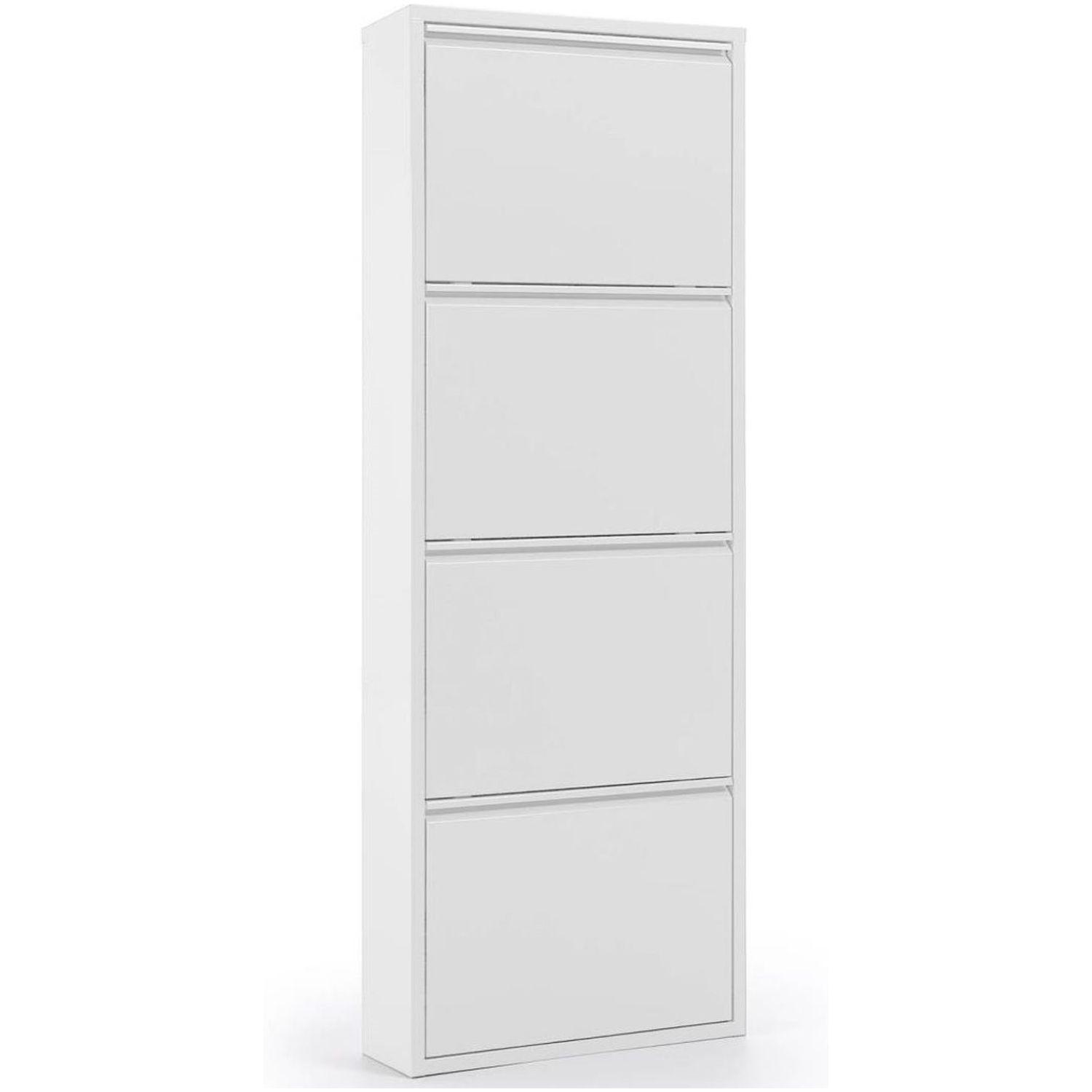 Schuhschrank mit 4 Klappen Metall weiss 50x136