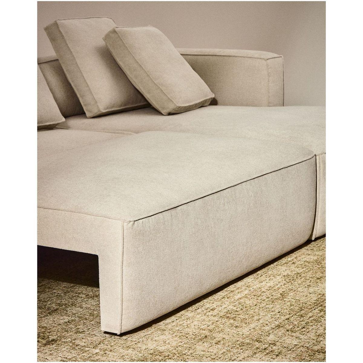 3-Sitzer Ecksofa Bettsofa Marela mit Chaiselongue rechts in beiger Chenille 276 cm FSC Mix Credit