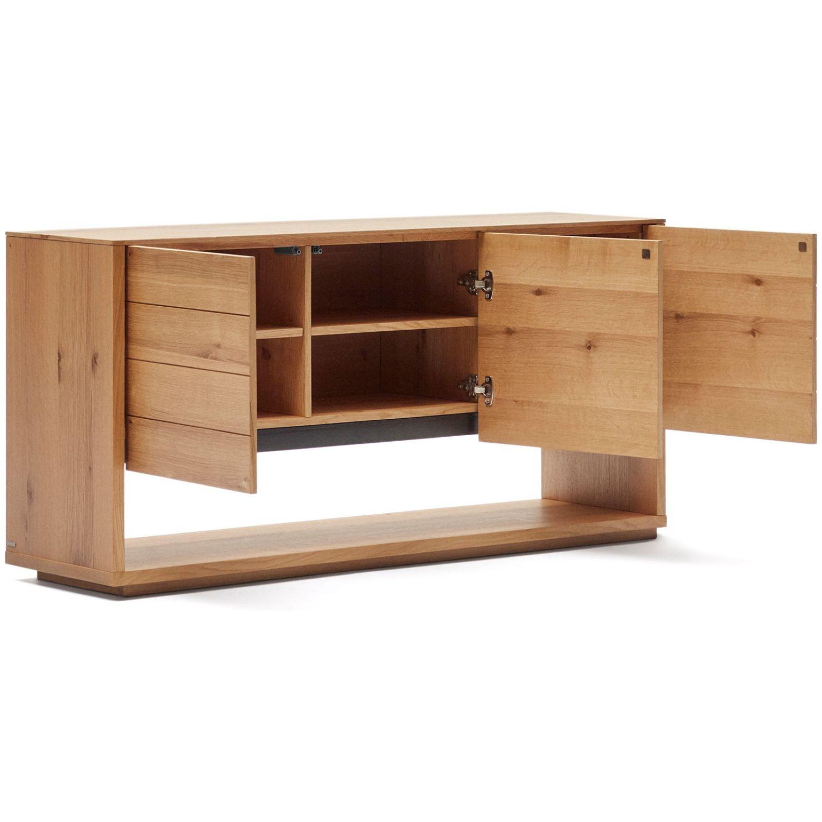 Alguema Sideboard 3 Türen mit Eichenfurnier und natürlichem Finish 151 x 74 cm