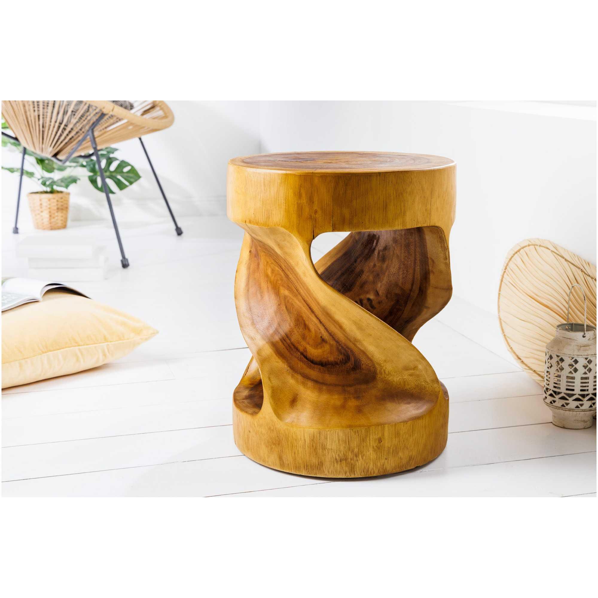 Beistelltisch Holzhocker Twisted Suarholz Unikat