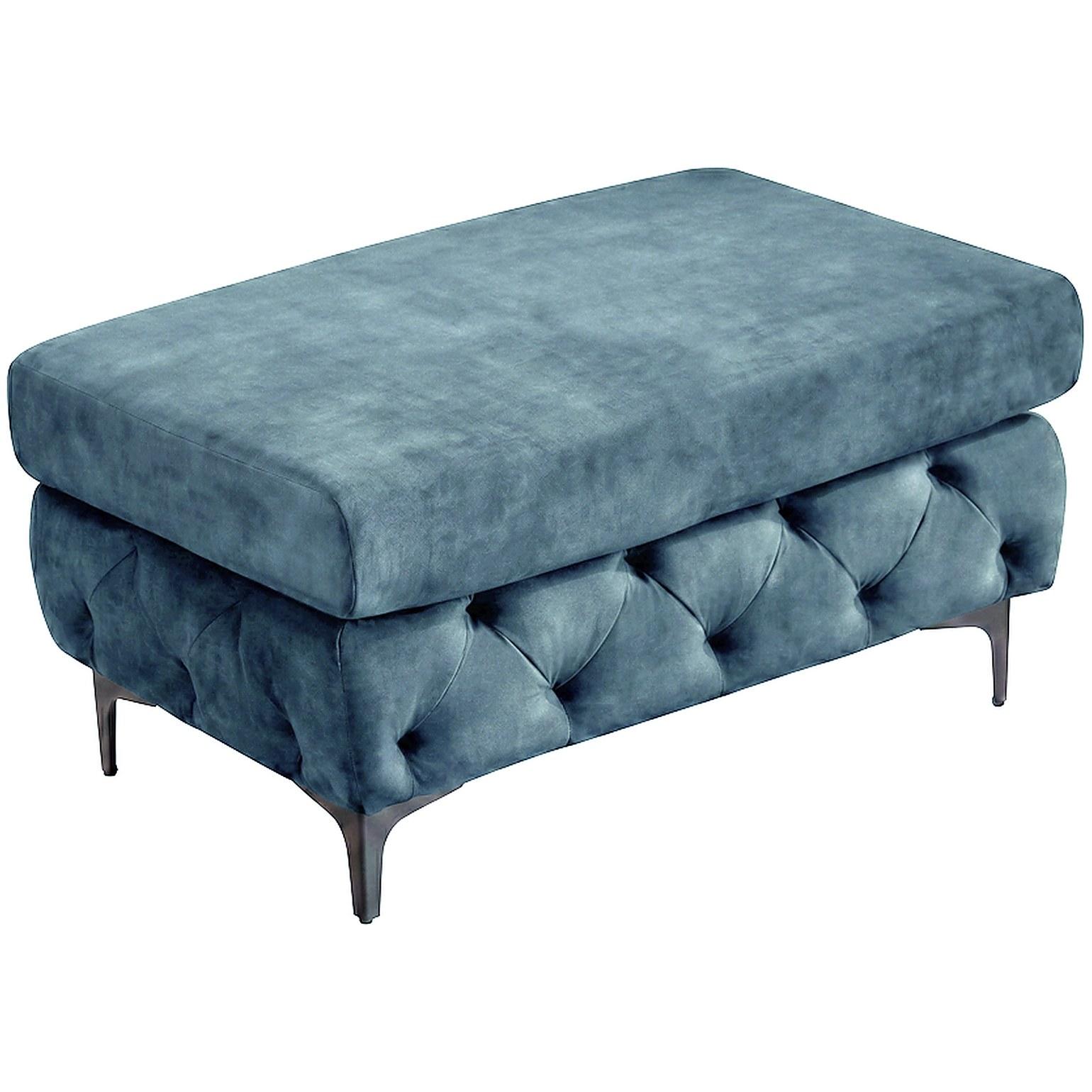 Chesterfield Polsterhocker Pomp Velvet Stoff blau petrol 95x62