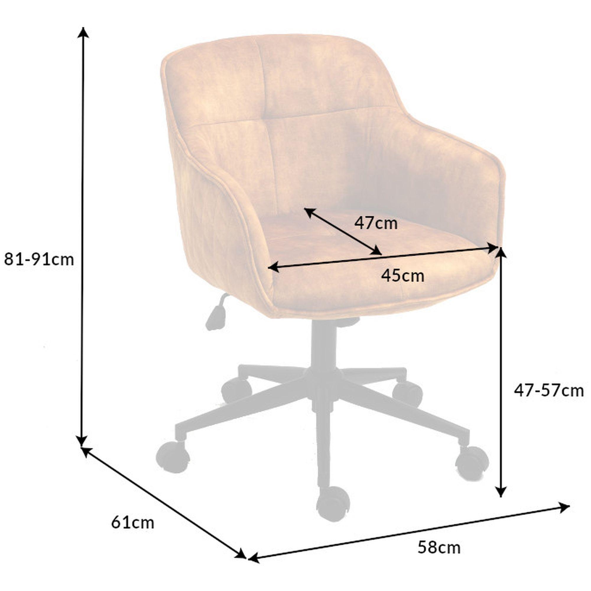 Bürostuhl Burningham Armlehne Samt senfgelb