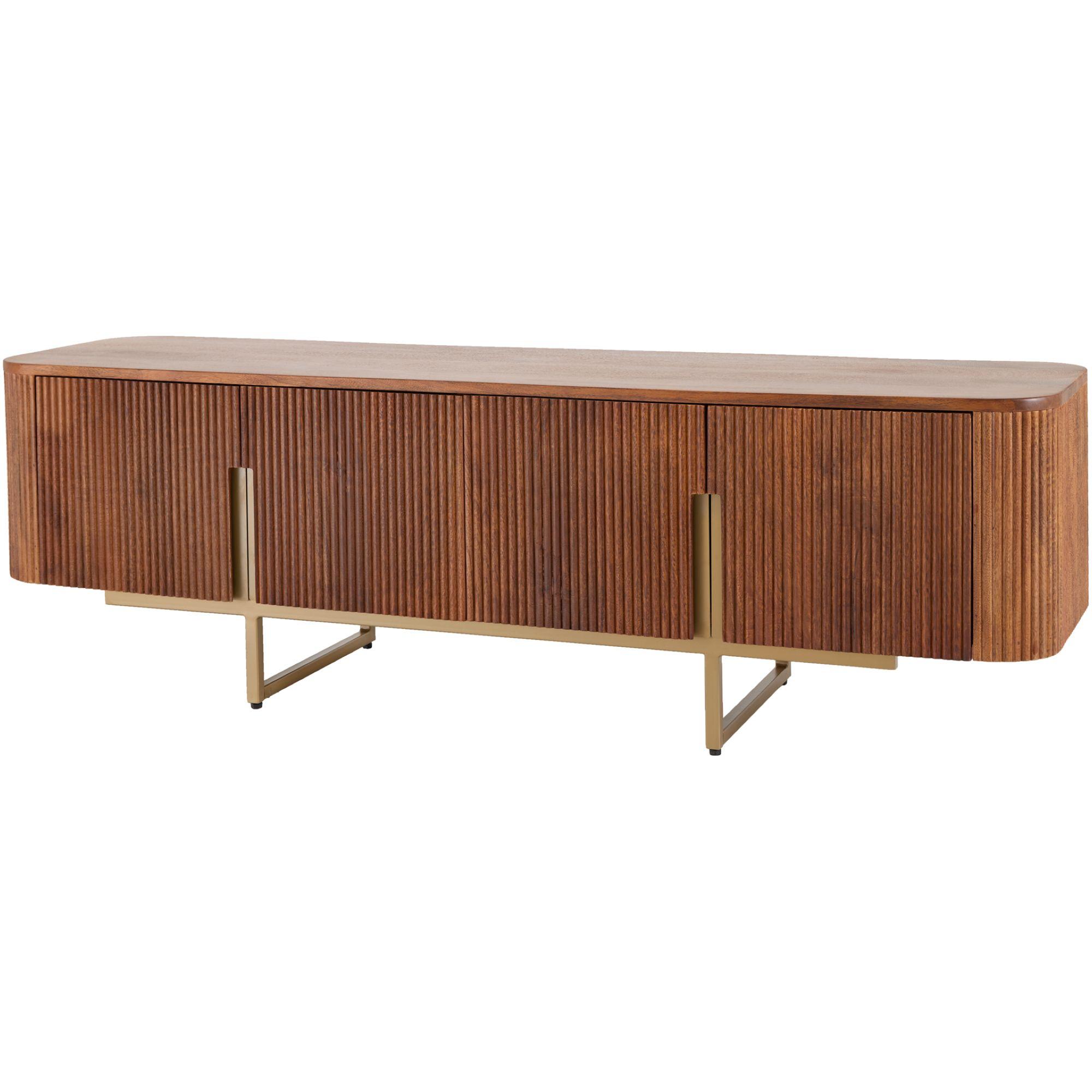 TV Board Lowboard abgerundet Cazeno Gold Mangoholz braun 160