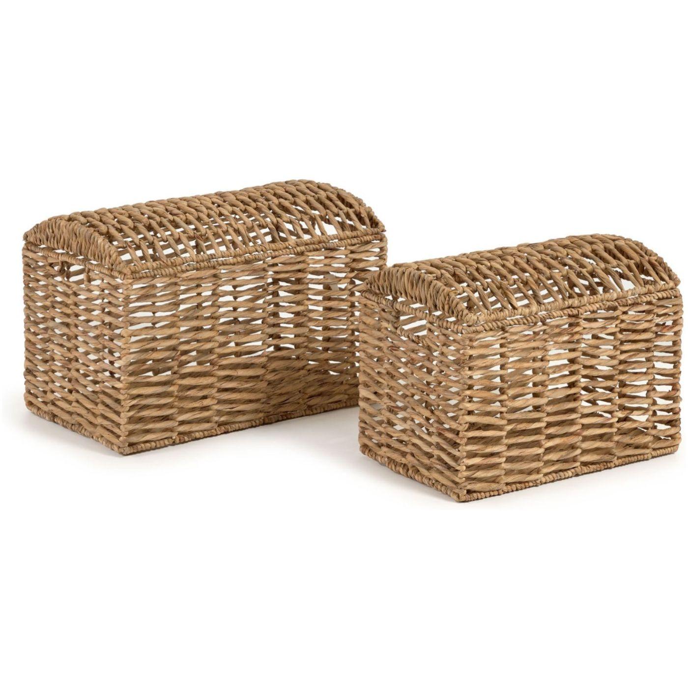 Aufbewahrungskorb Truhe Xuliana Rattan Natur (2er-Set)
