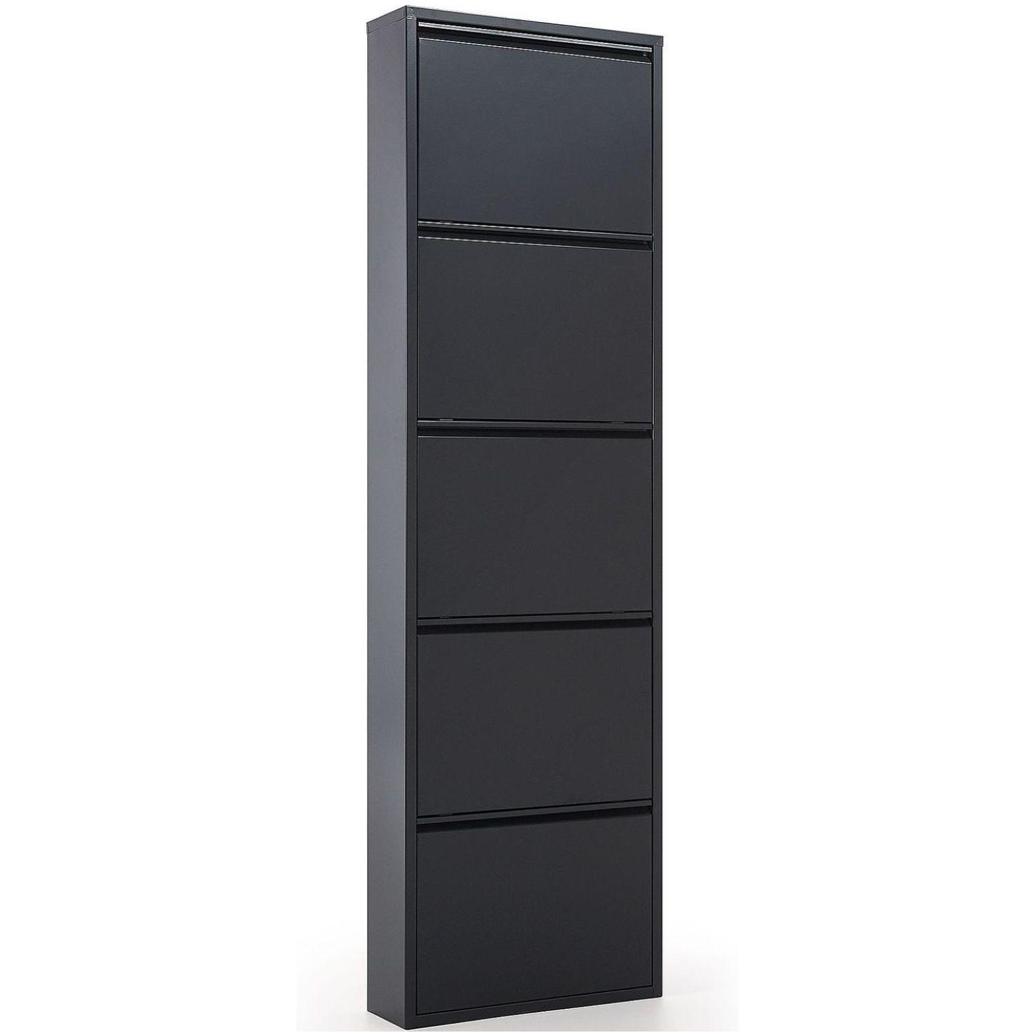 Schuhschrank mit 5 Klappen Metall dunkelgrau 50x169