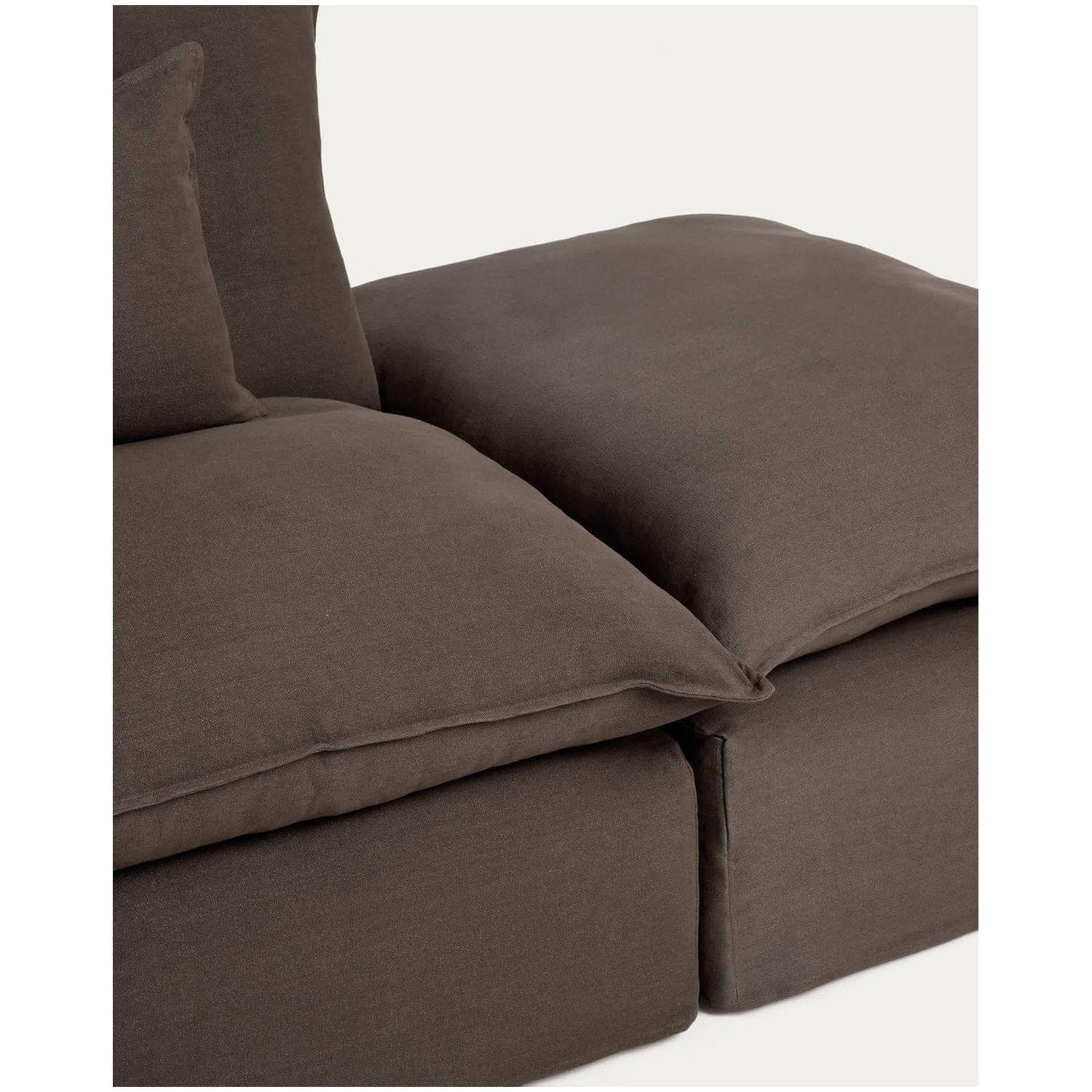 2-Sitzer-Modularsofa Anarela mit abnehmbarem Bezug und Randmodul aus Leinen in Taupe 270 