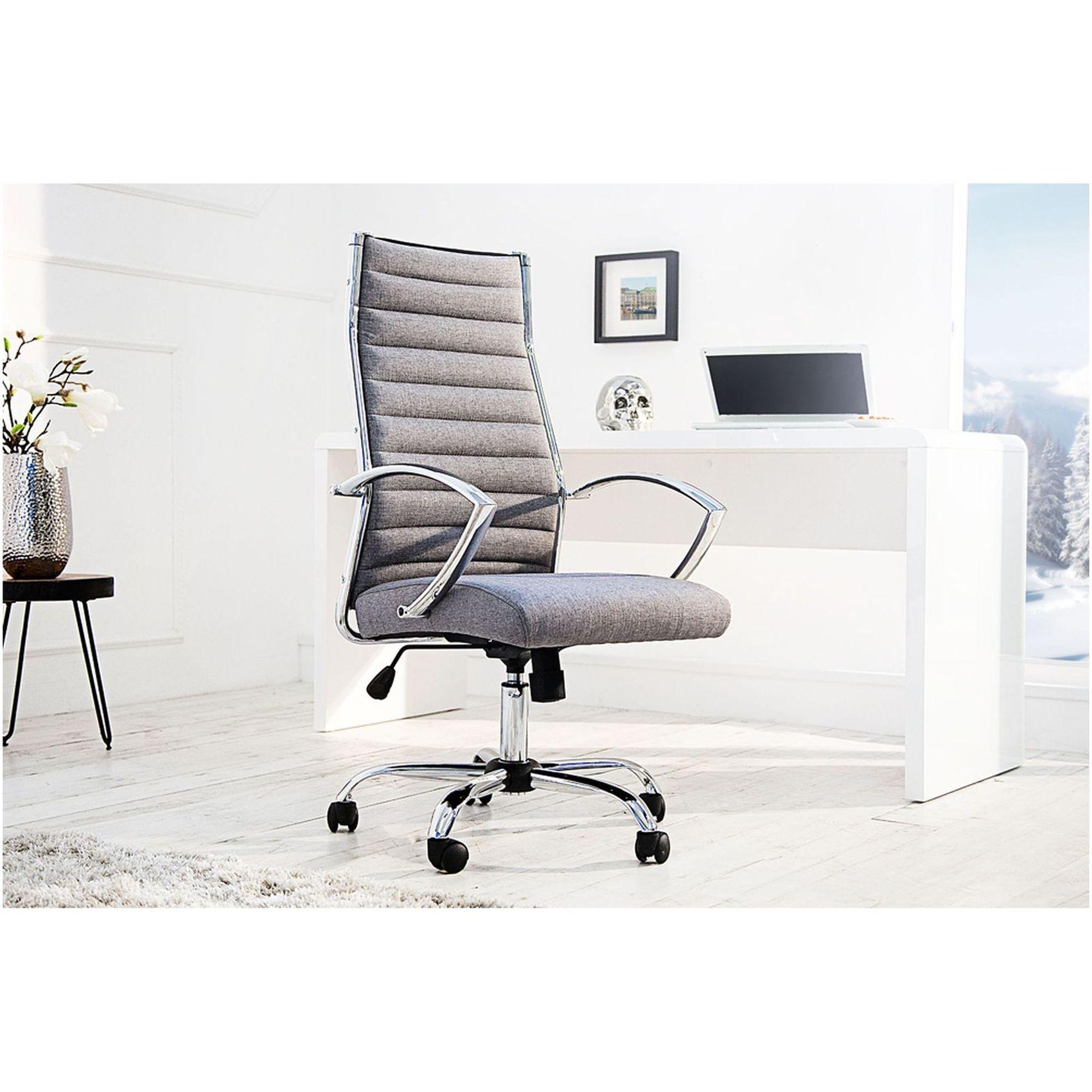 Büro Drehstuhl Chrom Strukturstoff grau