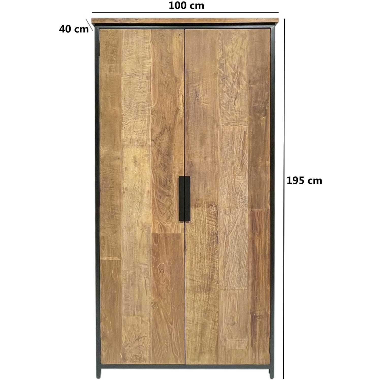 Holzschrank Tikky Teakholz vintage natur 100x195